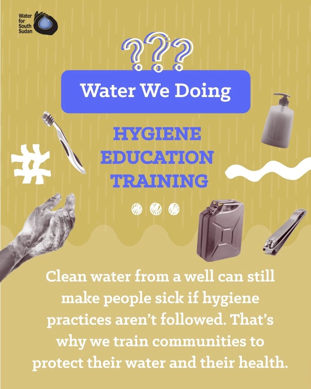 Water We Doing? 💧 We are making clean water count through hygiene education.

Clean water is just the beginning. Poor hygiene can undo it all.

That&rsquo;s why we train communities to protect their water and their health.

Swipe through to see how 
