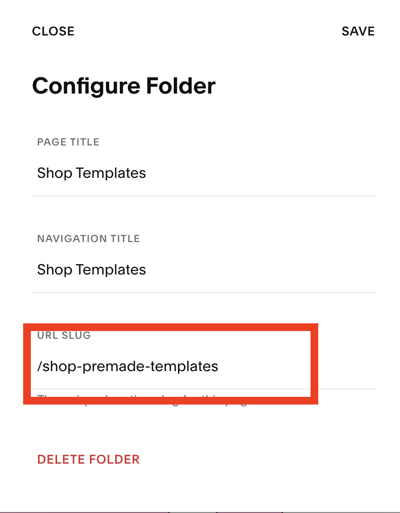 configure folder on backend of website