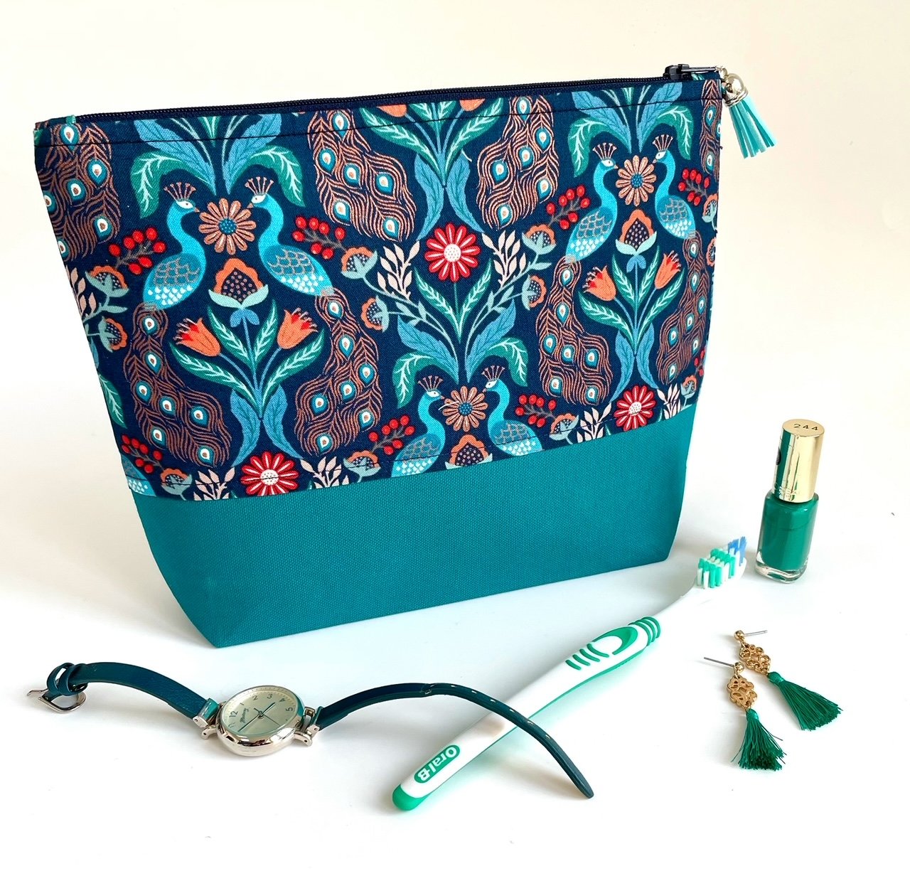 Metallic Peacock Cosmetics Bag