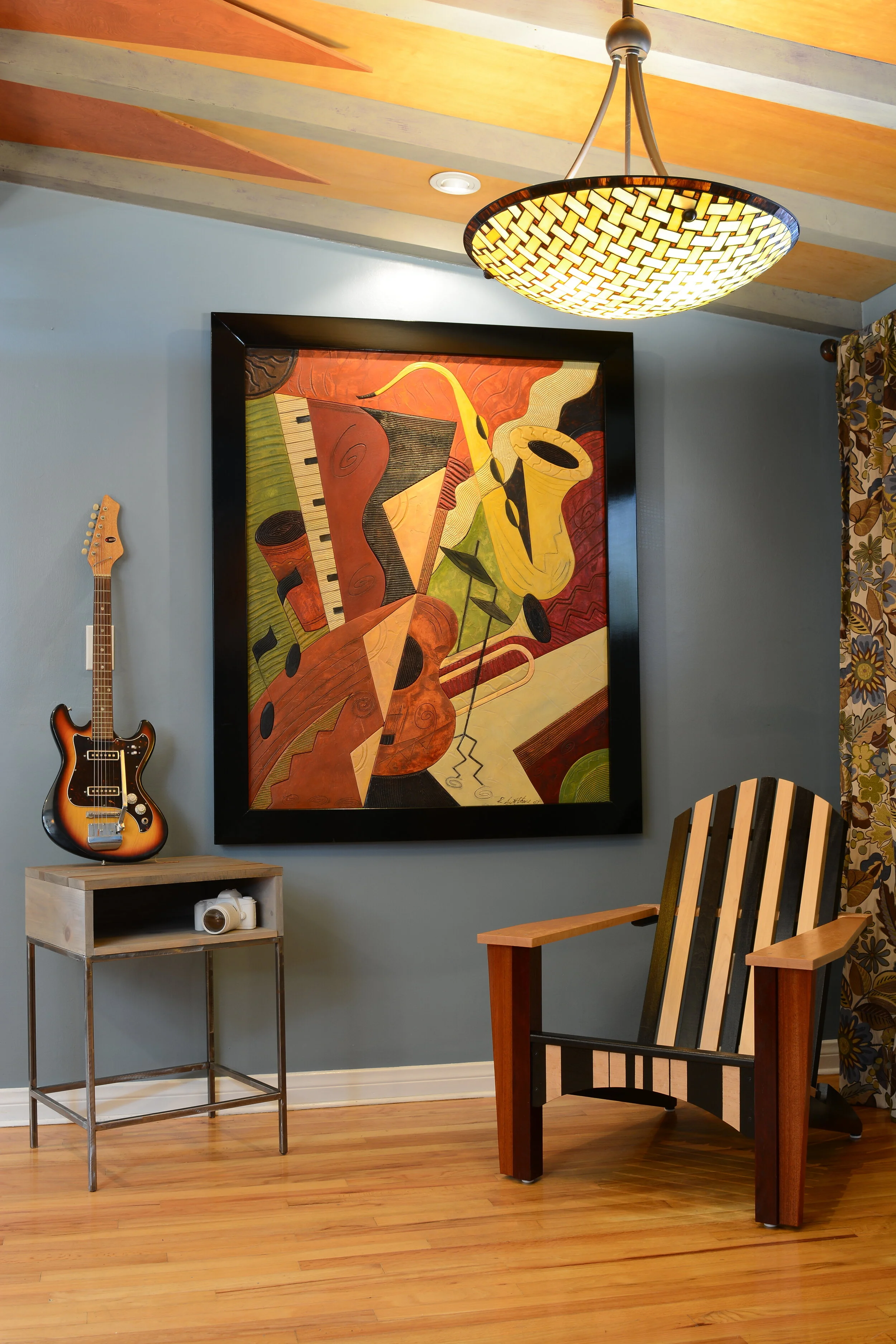 Boardwalk Black & Tan Adirondack, New Orleans Puzzle and bedside cubby side table