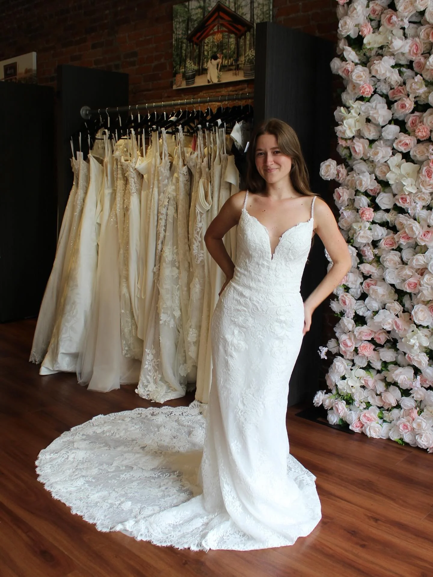 ‘Viola’ by @paige_young_collection 
π₯π€©β¨ππΌ
This silky soft fit and flare wedding gown in all ivory is the perfect blend of traditional and modern touches. V-neckline, dainty straps and a beautiful open back make this gown perfect for