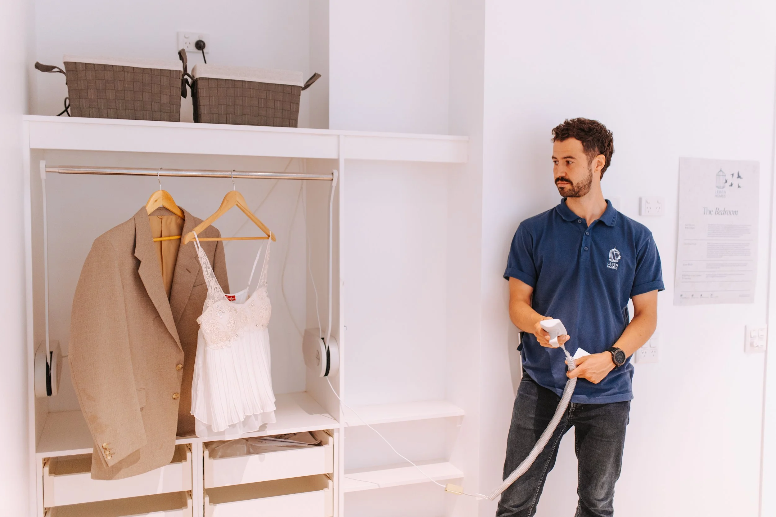 Adjustable wardrobes at the Leben Homes Specialist Disability Accommodation in Bowen