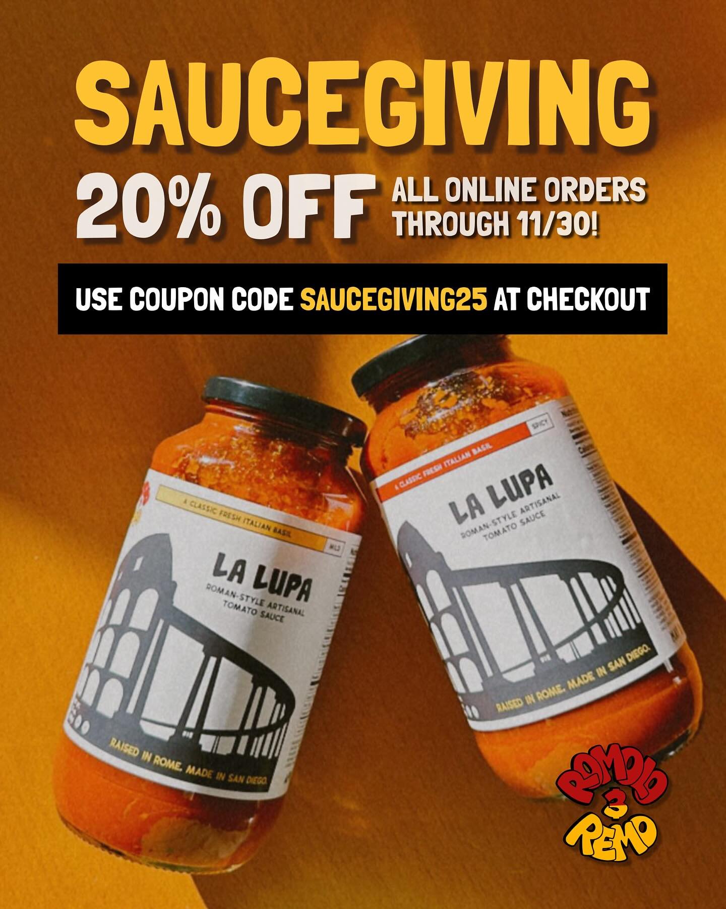 🚨 SAUCEGIVING SALE 🚨 

Starting today though the end of the month we are running our BEST ONLINE SALE to date, to help you prepare your gifts and meals for the holidays! 😁

Enjoy 20% off site wide until 11/30 and our cheapest possible shipping rat