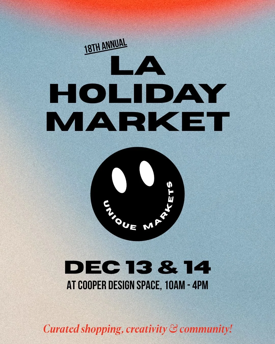 🚨 Unique Markets LA Holiday Market 😎🚨

One of our biggest and favorite events of the year is around the corner! 🫨

Find us in Foodie Lane at @uniquemarkets on December 13th-14th inside the Cooper Design Space DTLA! 🫶

Incase this is your first t