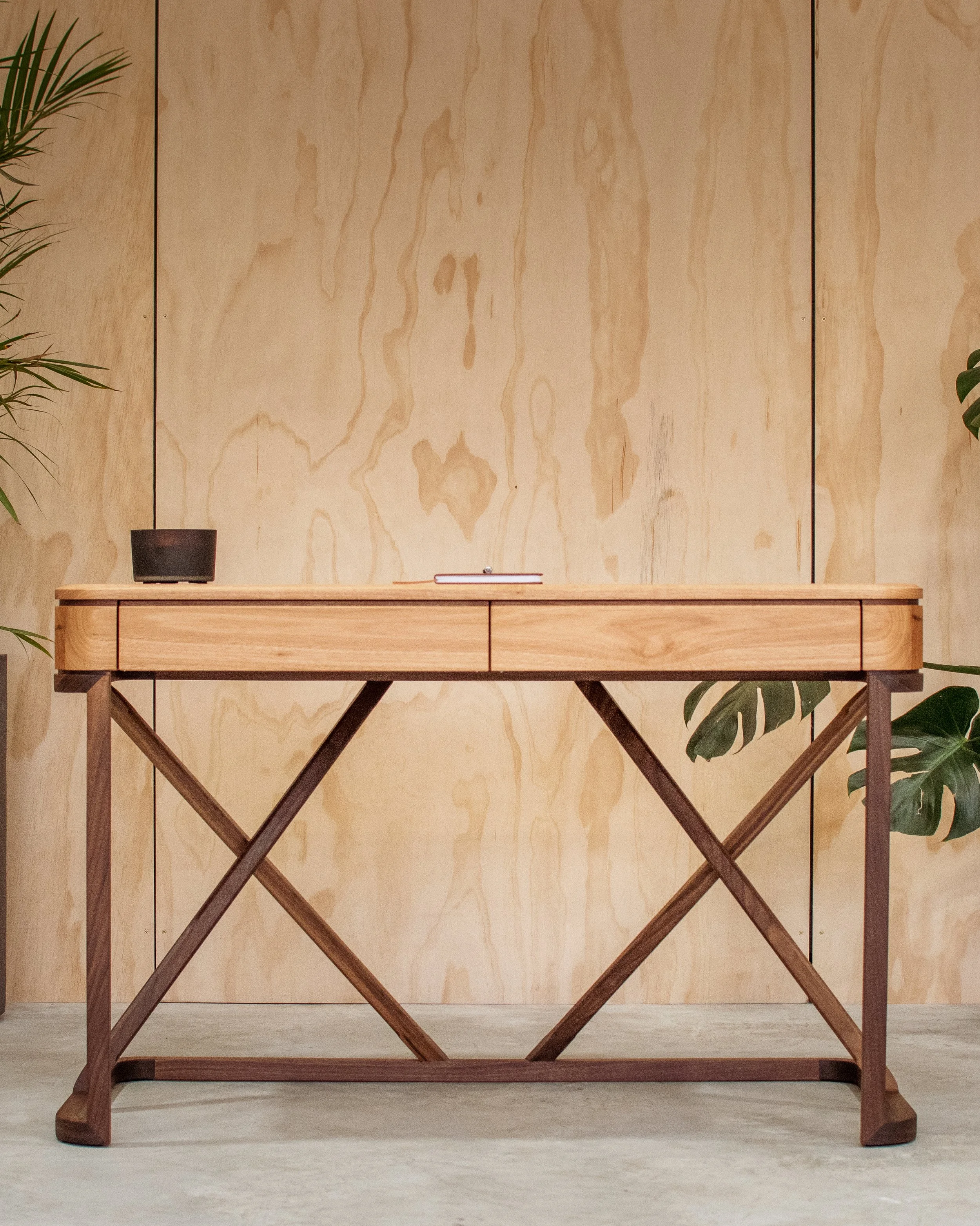 Blackbutt and walnut desk