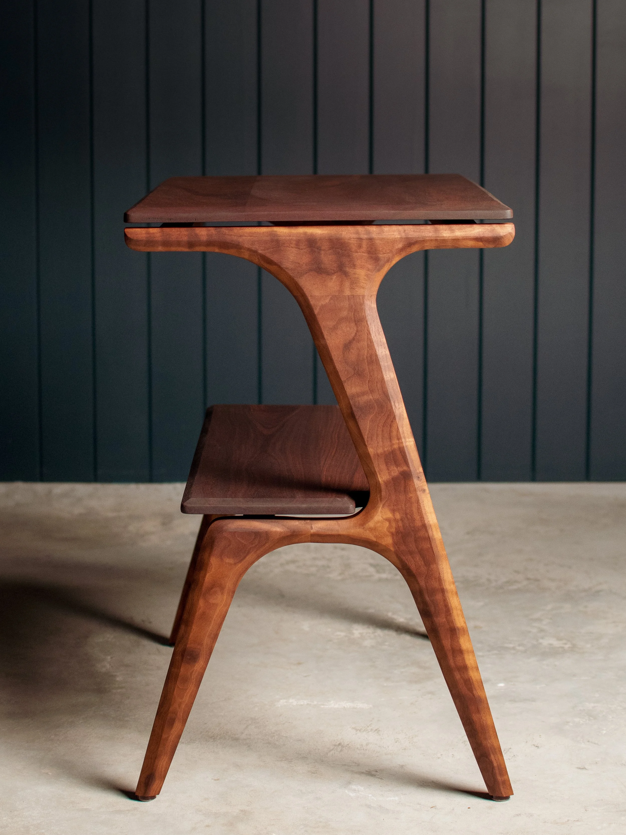 Walnut and blackened jarrah side table