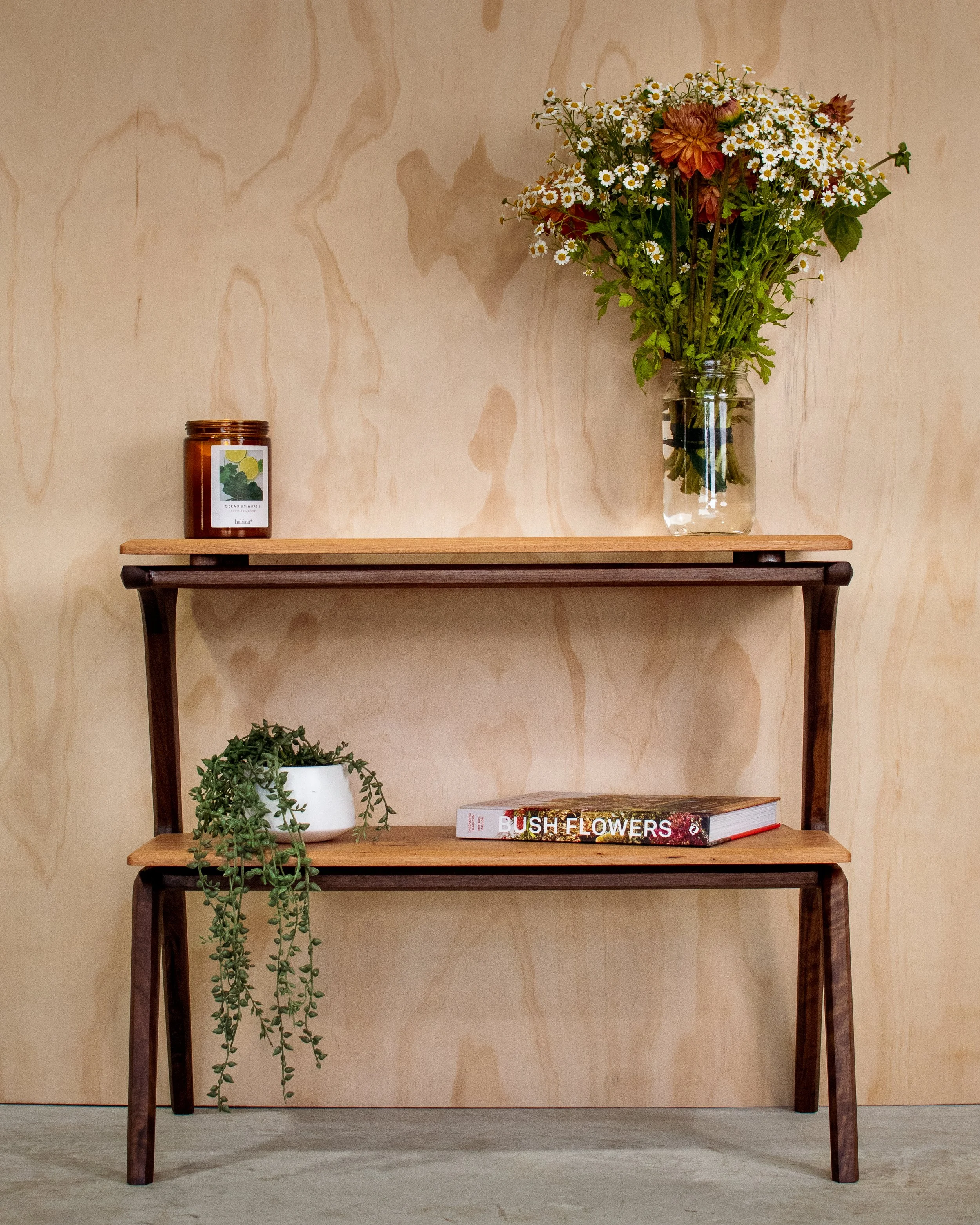 Walnut and blackbutt side table