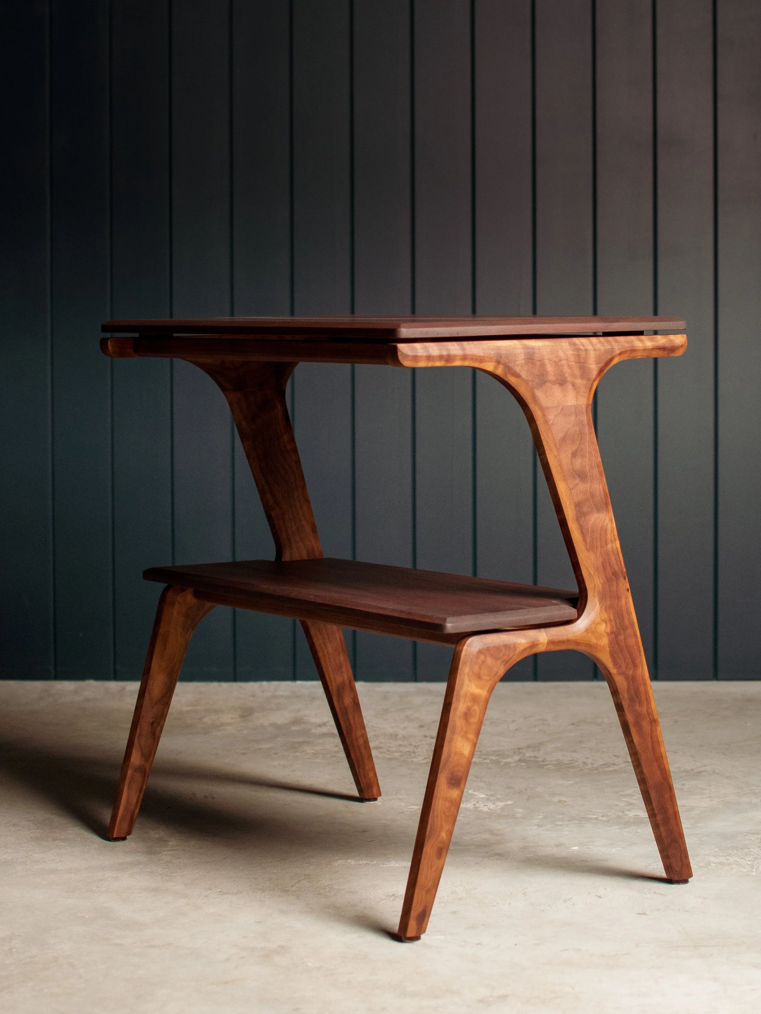 Black walnut and blackened jarrah side table