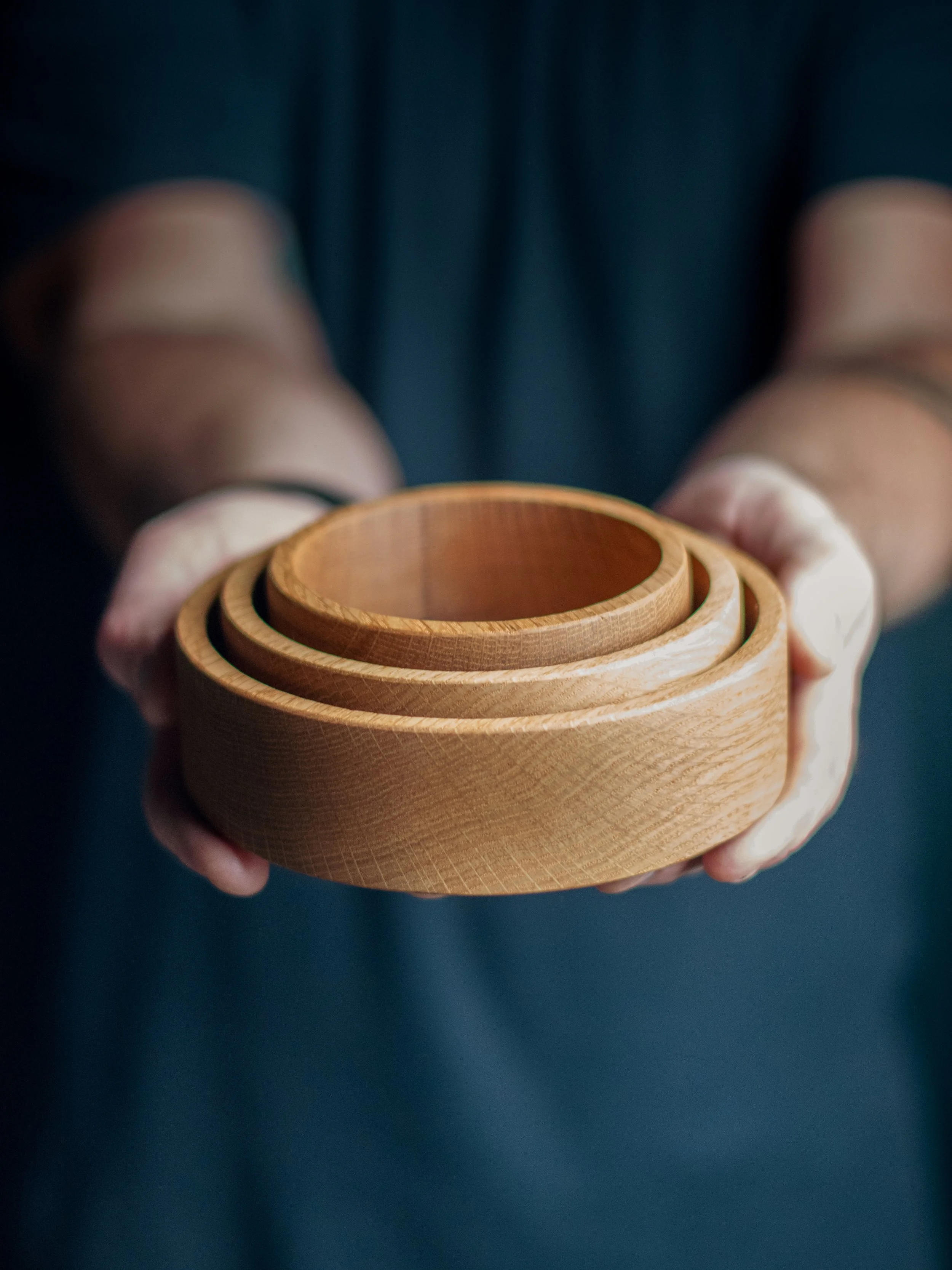 White oak nesting bowls