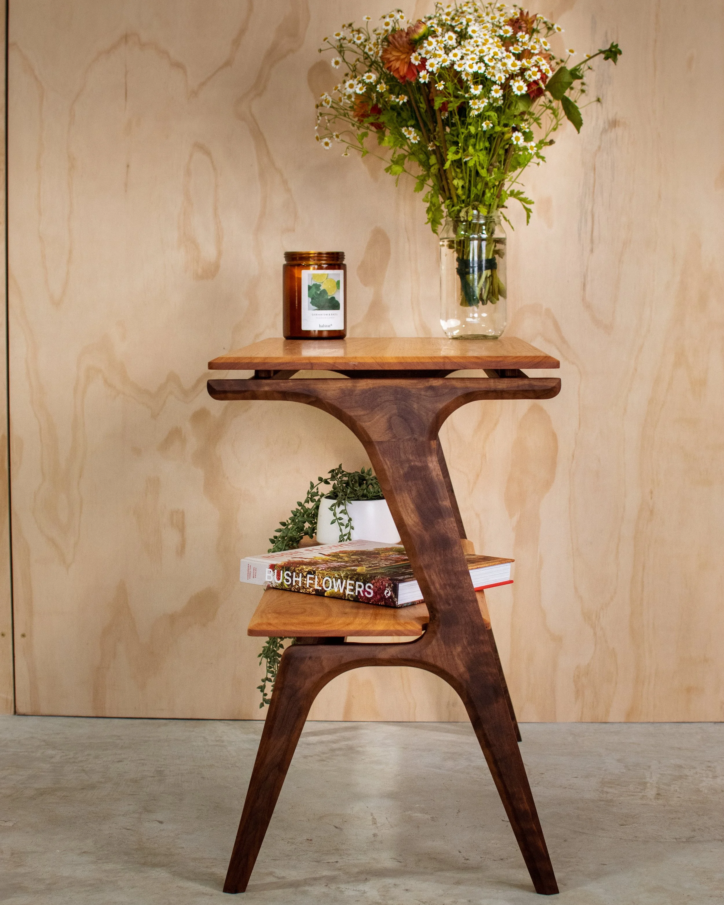 Walnut and blackbutt side table