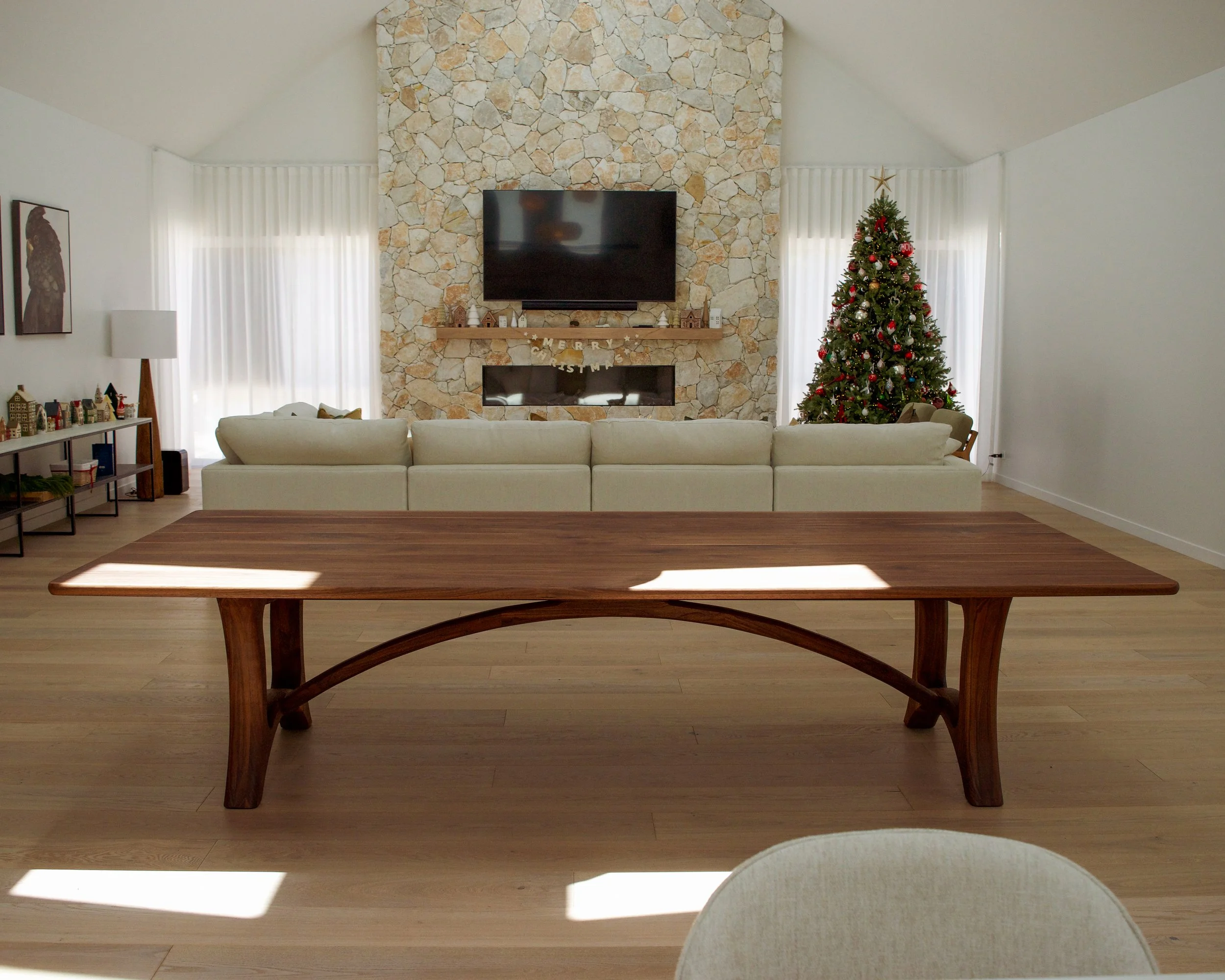 Walnut trestle table
