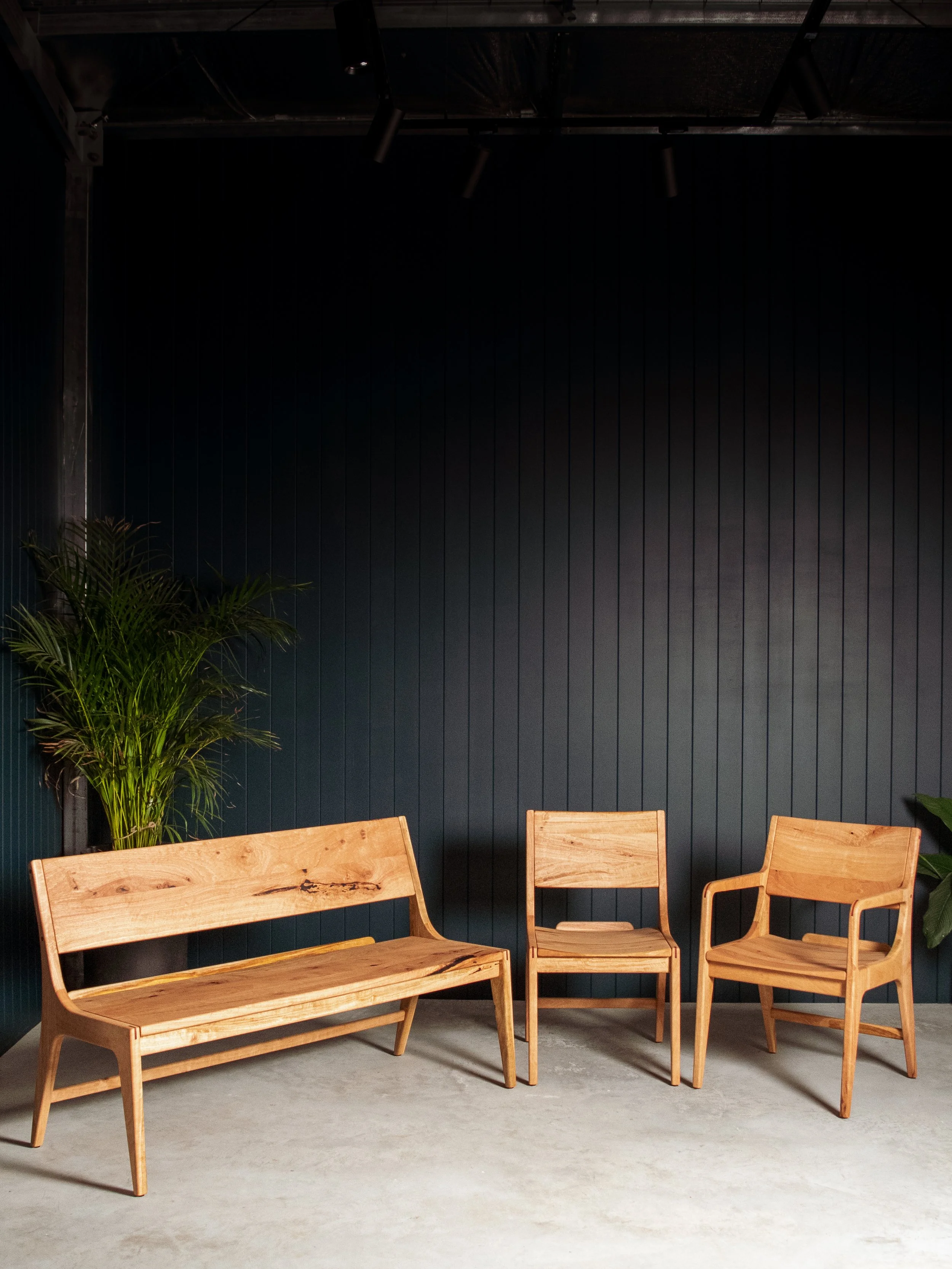 WA blackbutt custom bench and chairs
