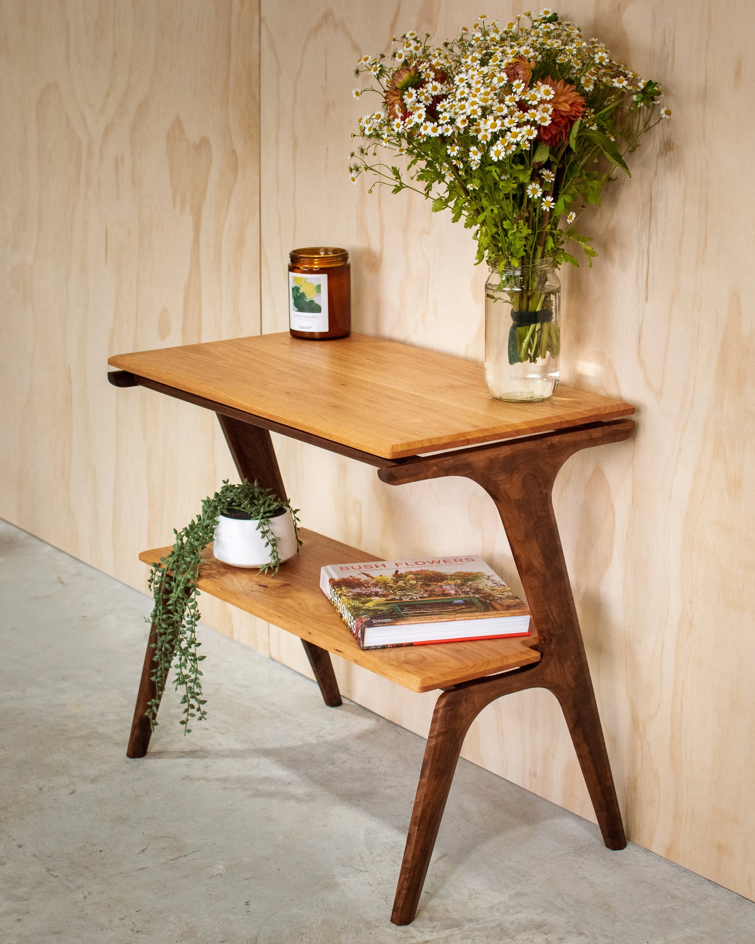 Walnut and blackbutt side table