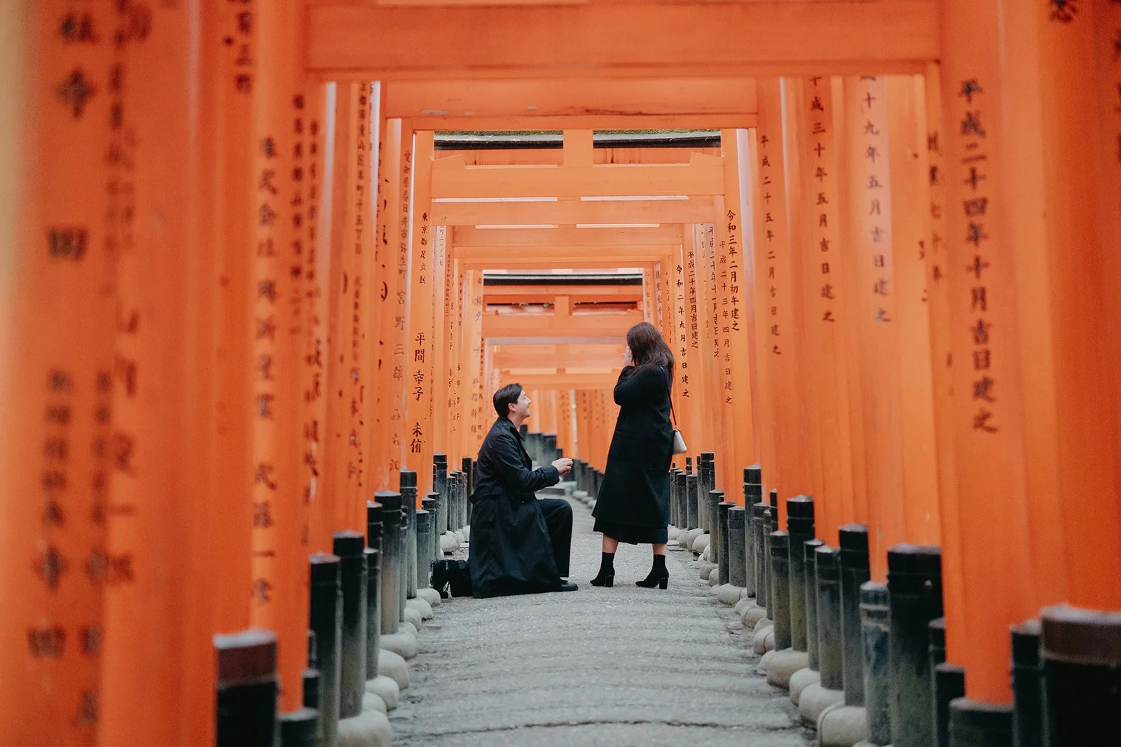 When in Kyoto: A Surprise Proposal at the Famous Red Torii Gates