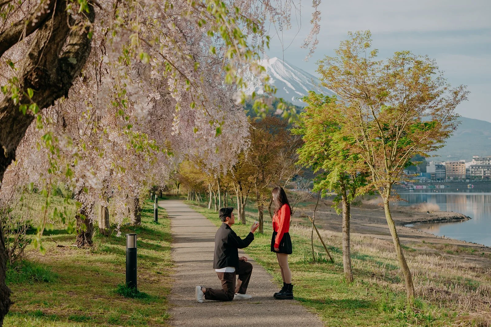 A Picture-Perfect Cherry Blossom Proposal at Mount Fuji