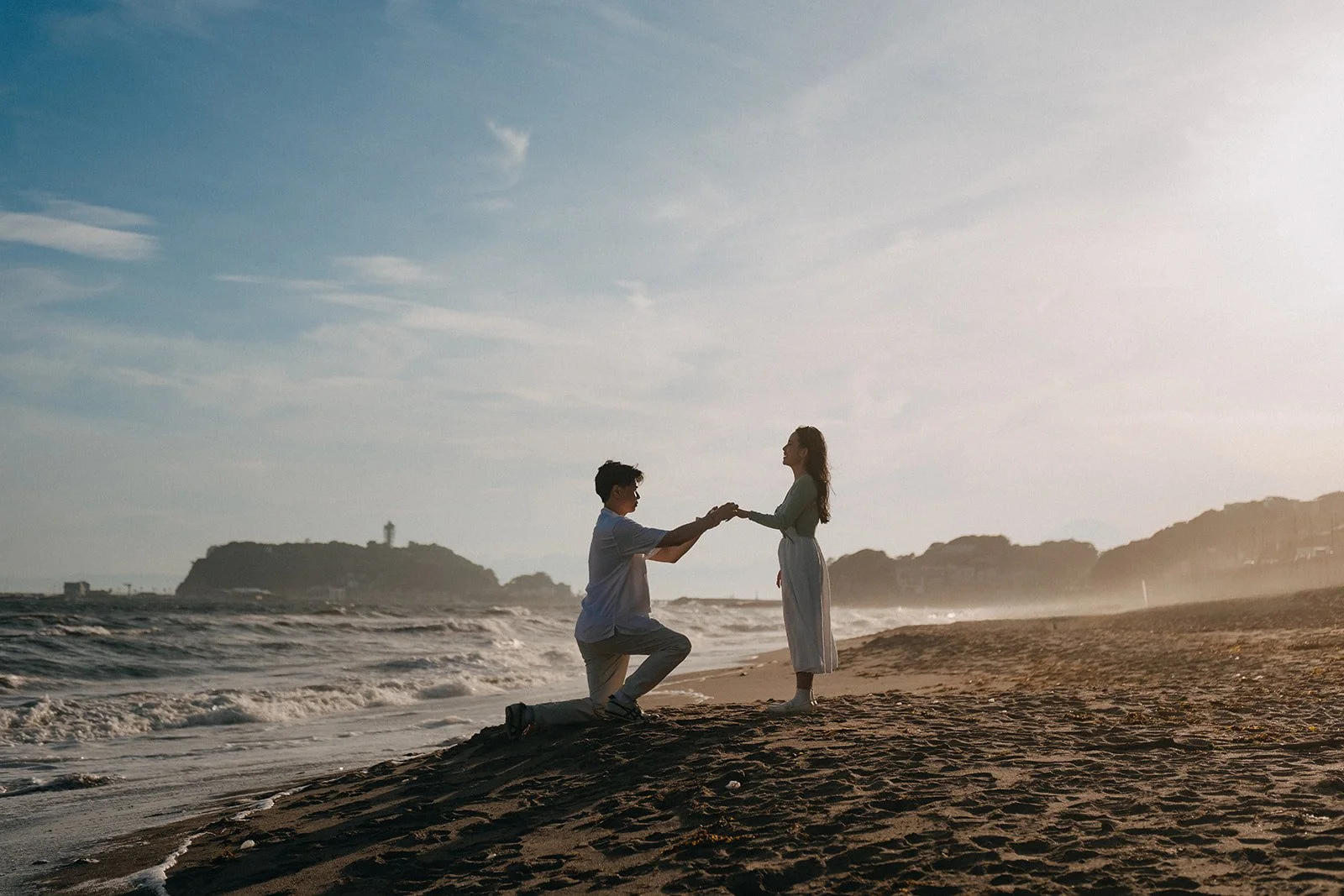 A Sunset Proposal in Japan’s Seaside City