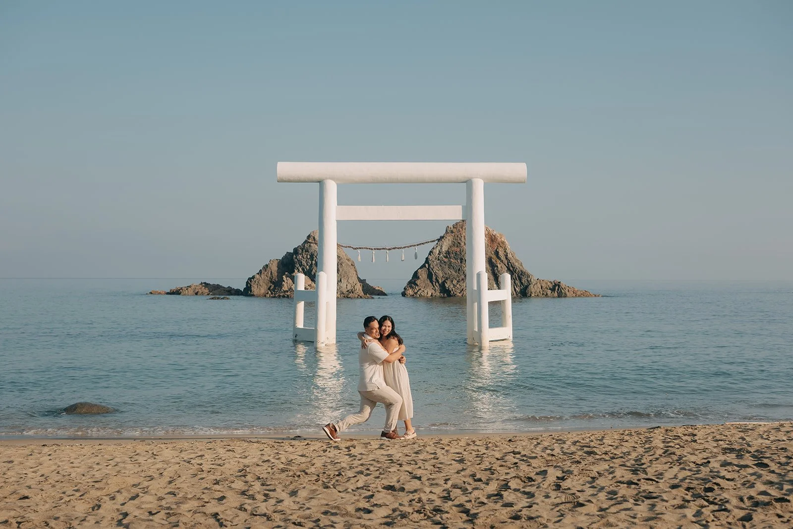 couple celebrating engagement Sakurai Futamigaura