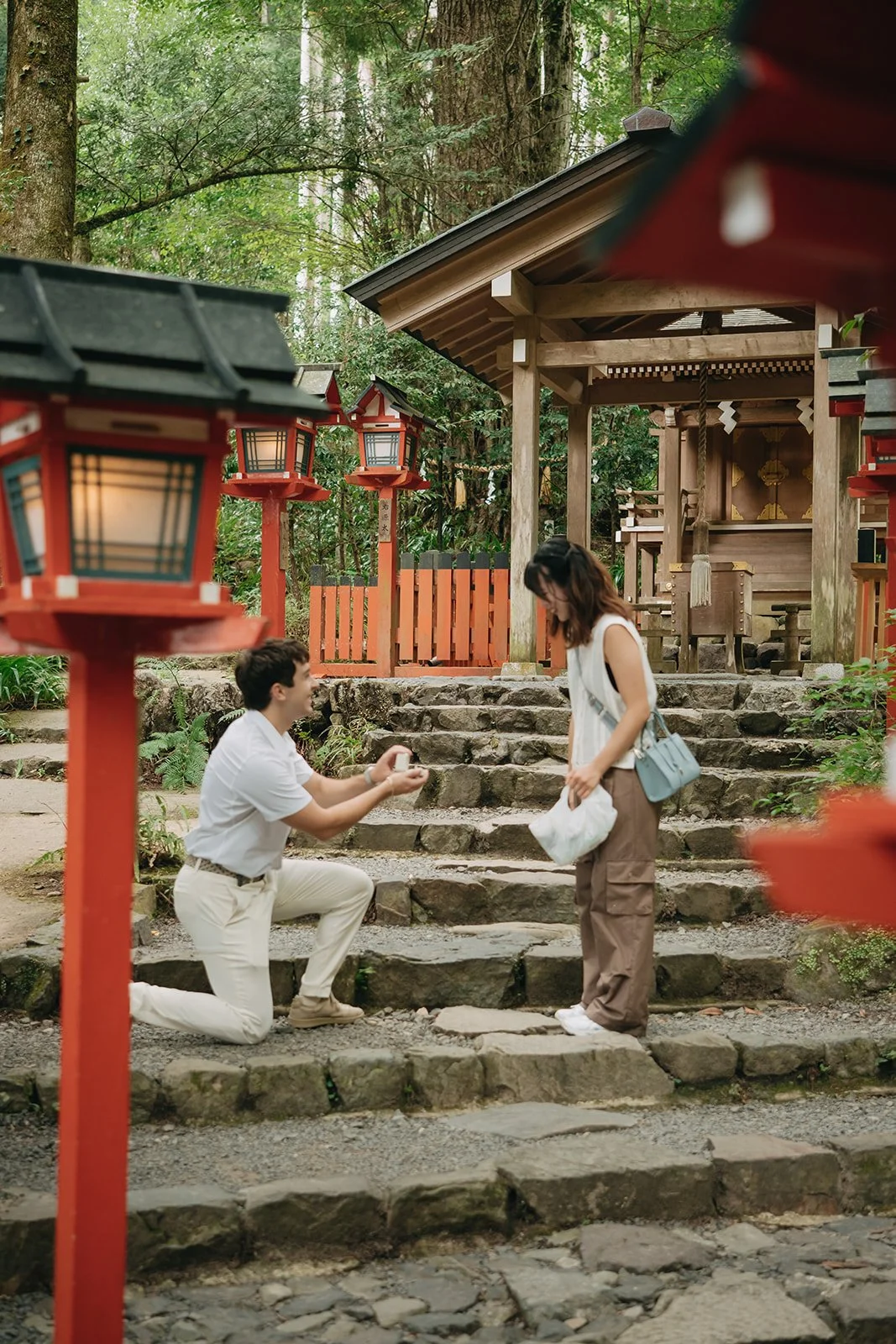 Surprise proposal moment at Yui no Yashiro Fushimi Inari Kyoto