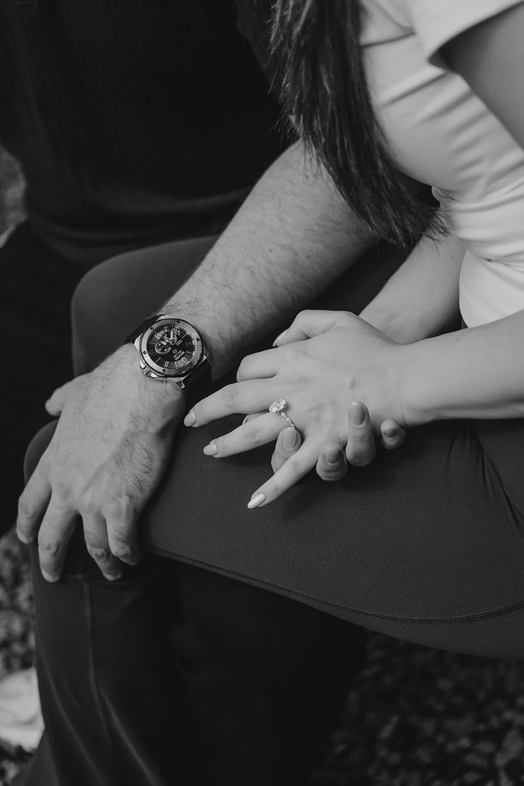 engagement ring shot at Nagasaki Park during surprise proposal