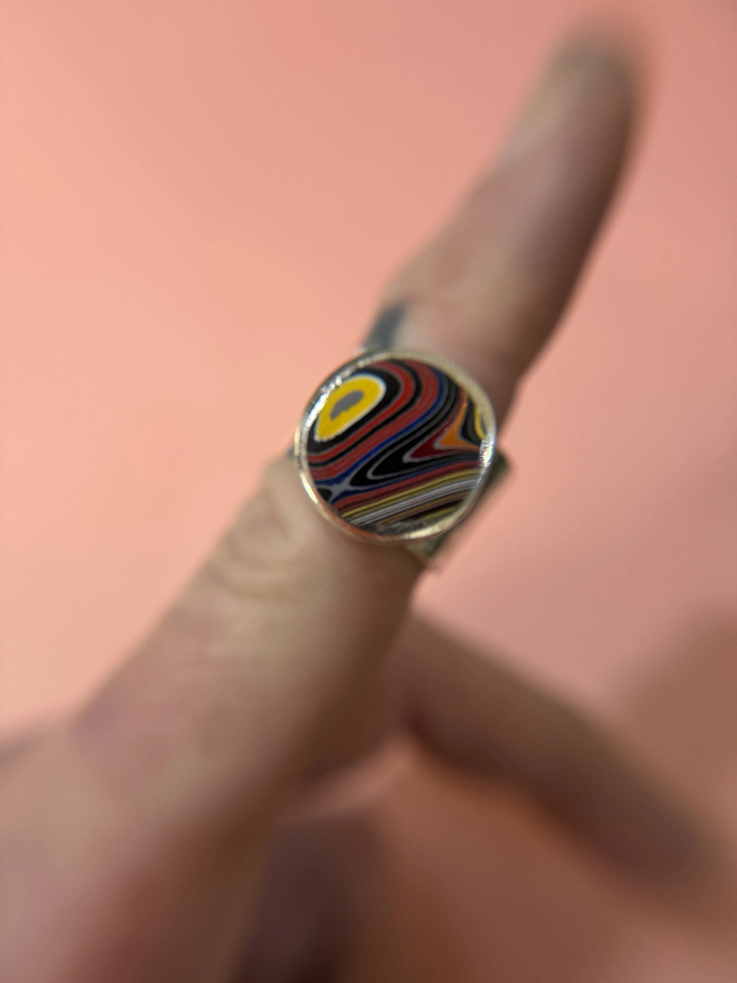 Fordite Large Round Ring Size 7.25