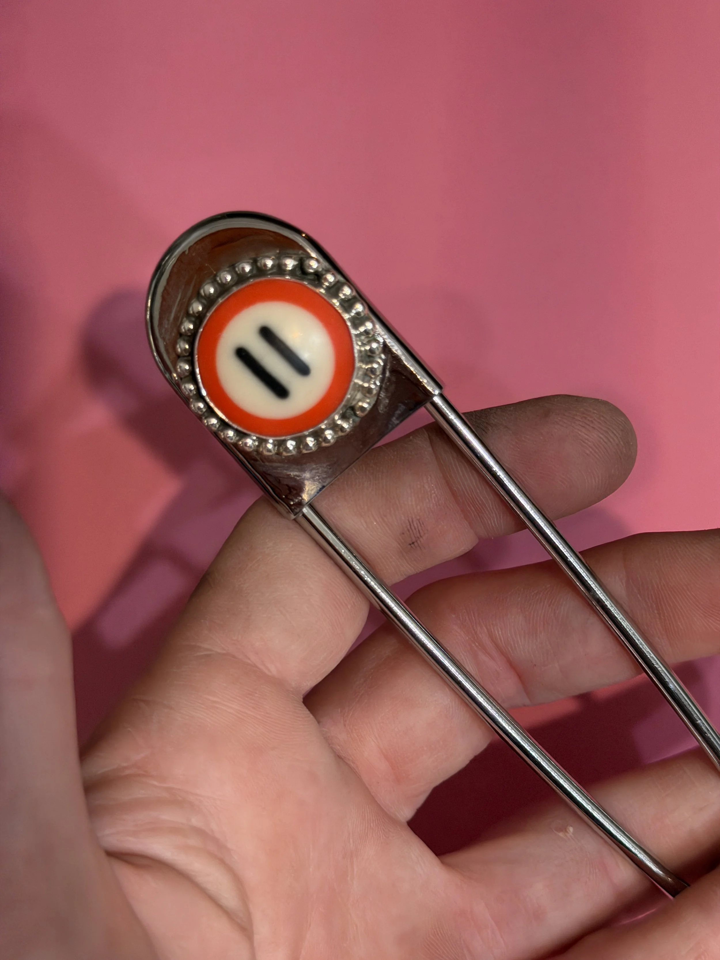 RED 11 BILLIARD BALL 5" JUMBO SAFETY PIN