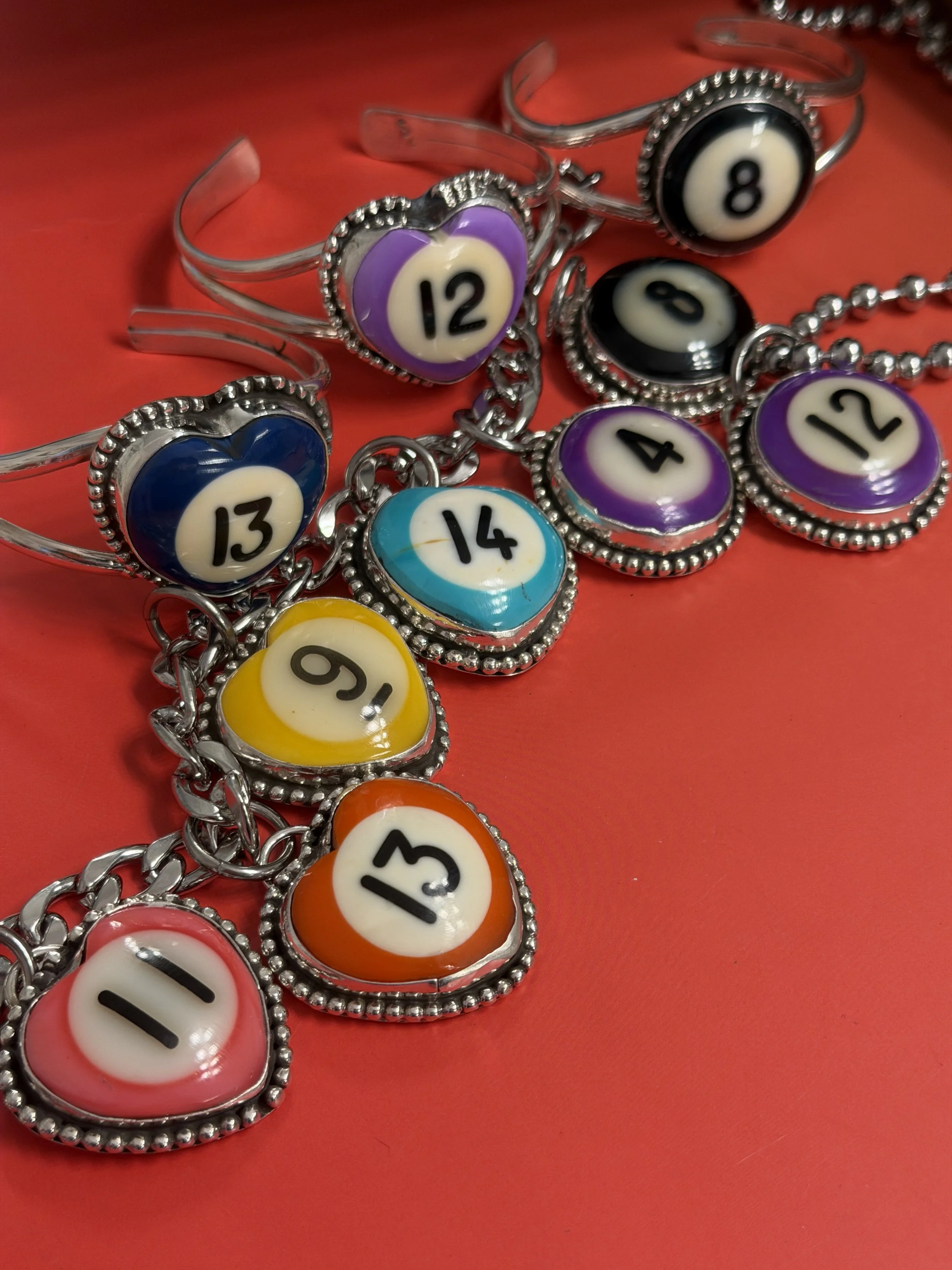 CUSTOM VINTAGE BILLIARD BALL NECKLACE, BOLO OR CUFF