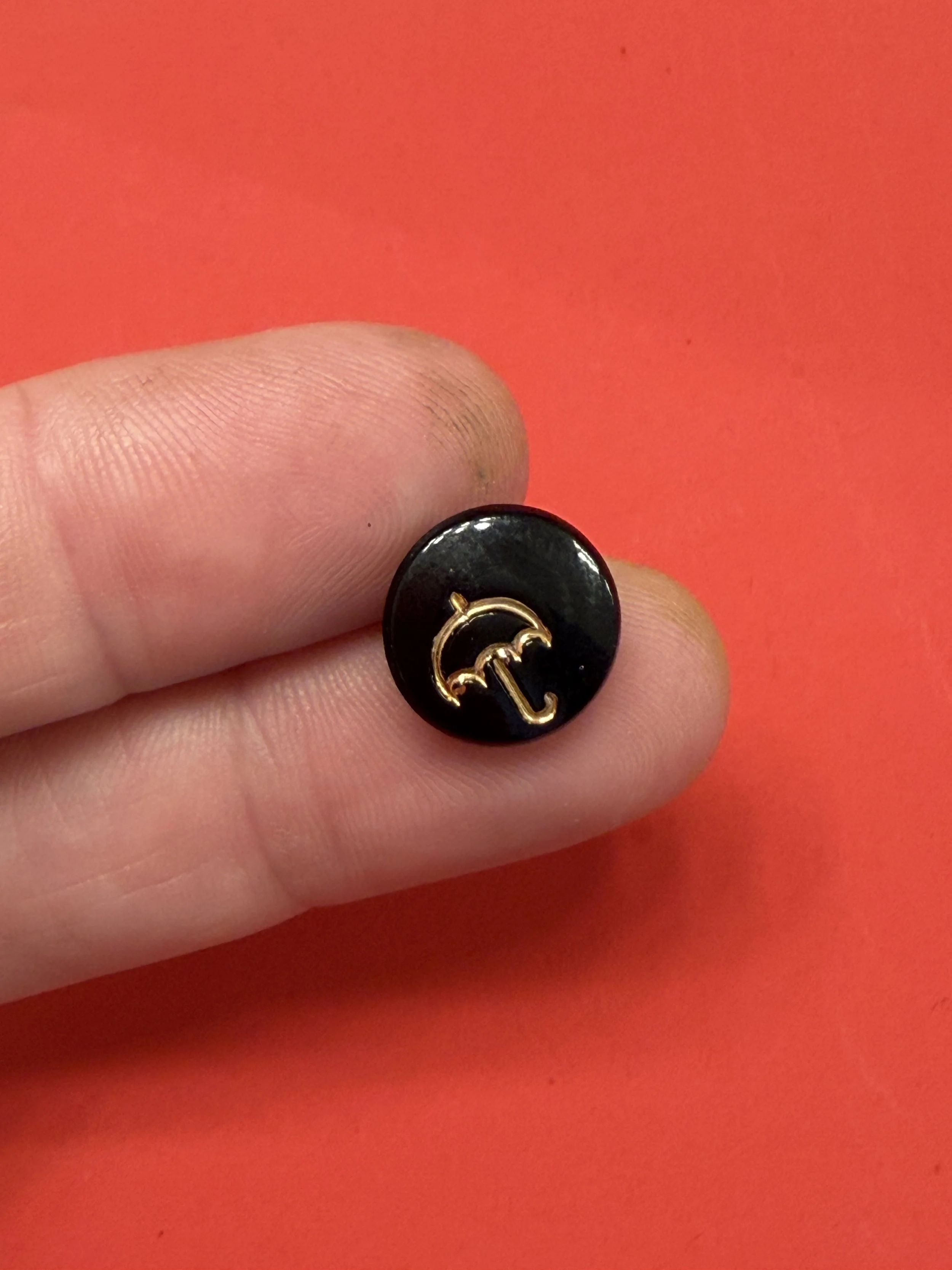 RARE BLACK AND GOLD ANTIQUE BUTTON RING/NECKLACE
