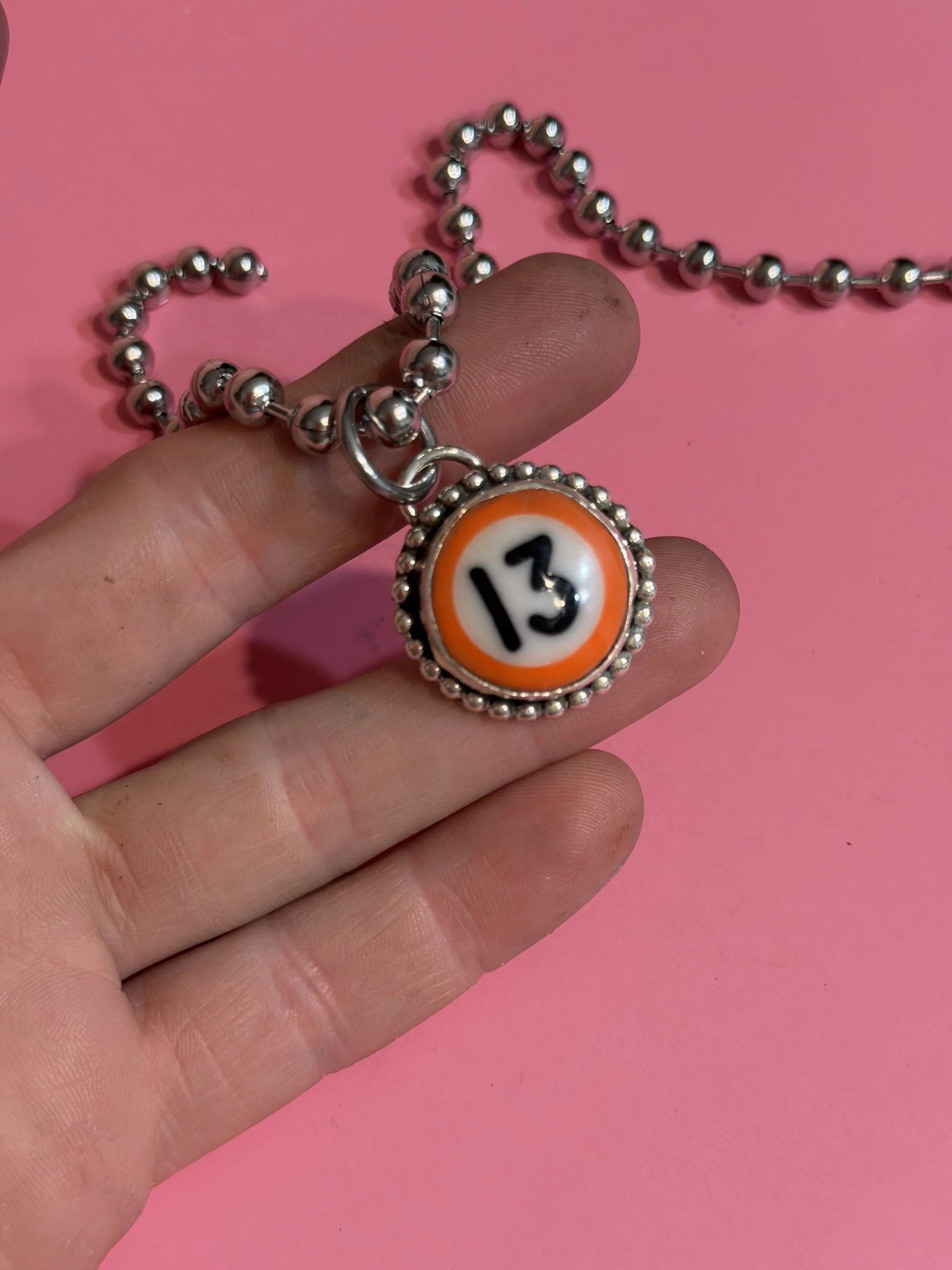 SMALL ORANGE 13 BILLIARD BALL NECKLACE
