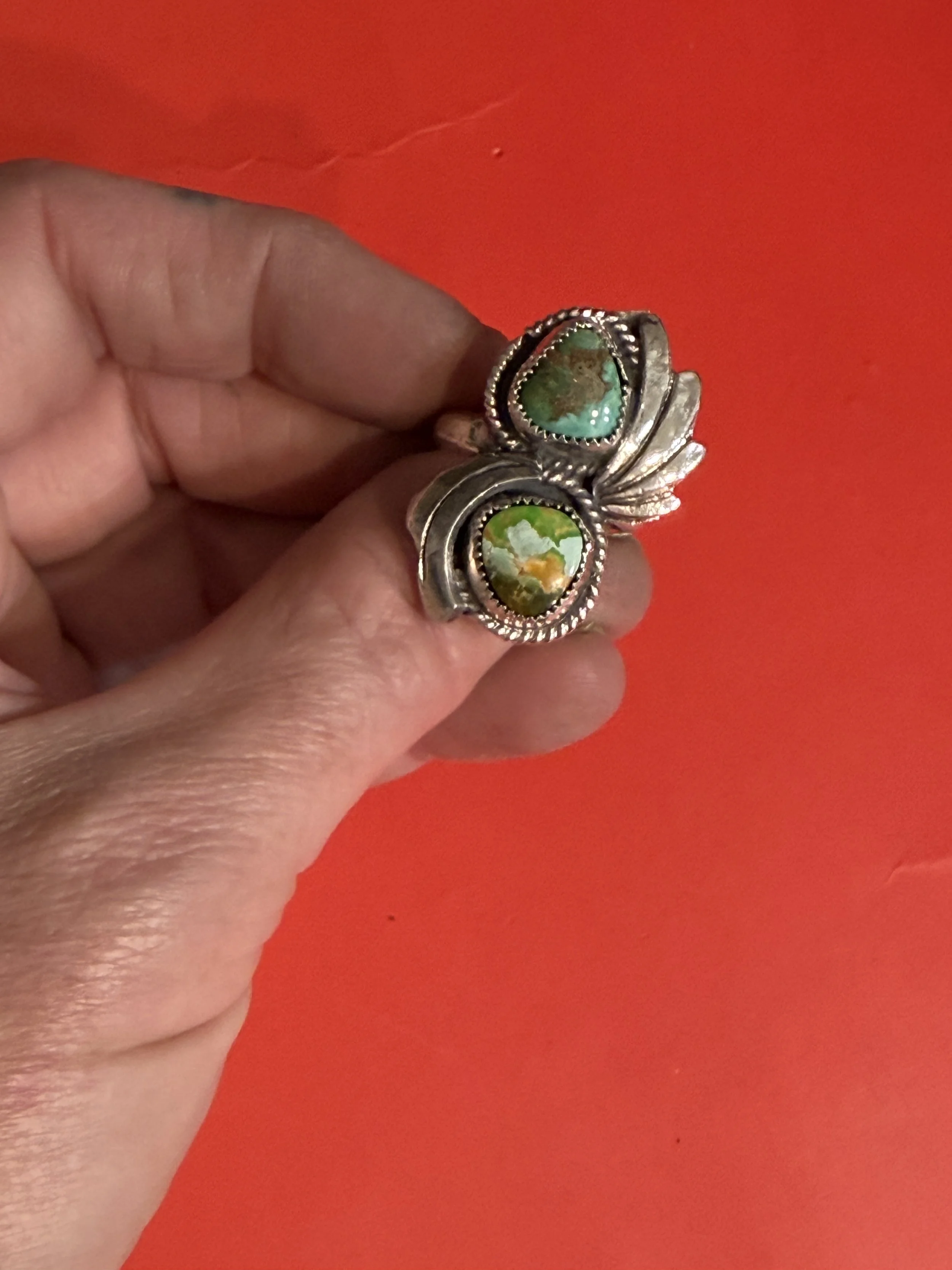MULTICOLORED DOUBLE ROYSTON TURQUOISE RING SIZE 8