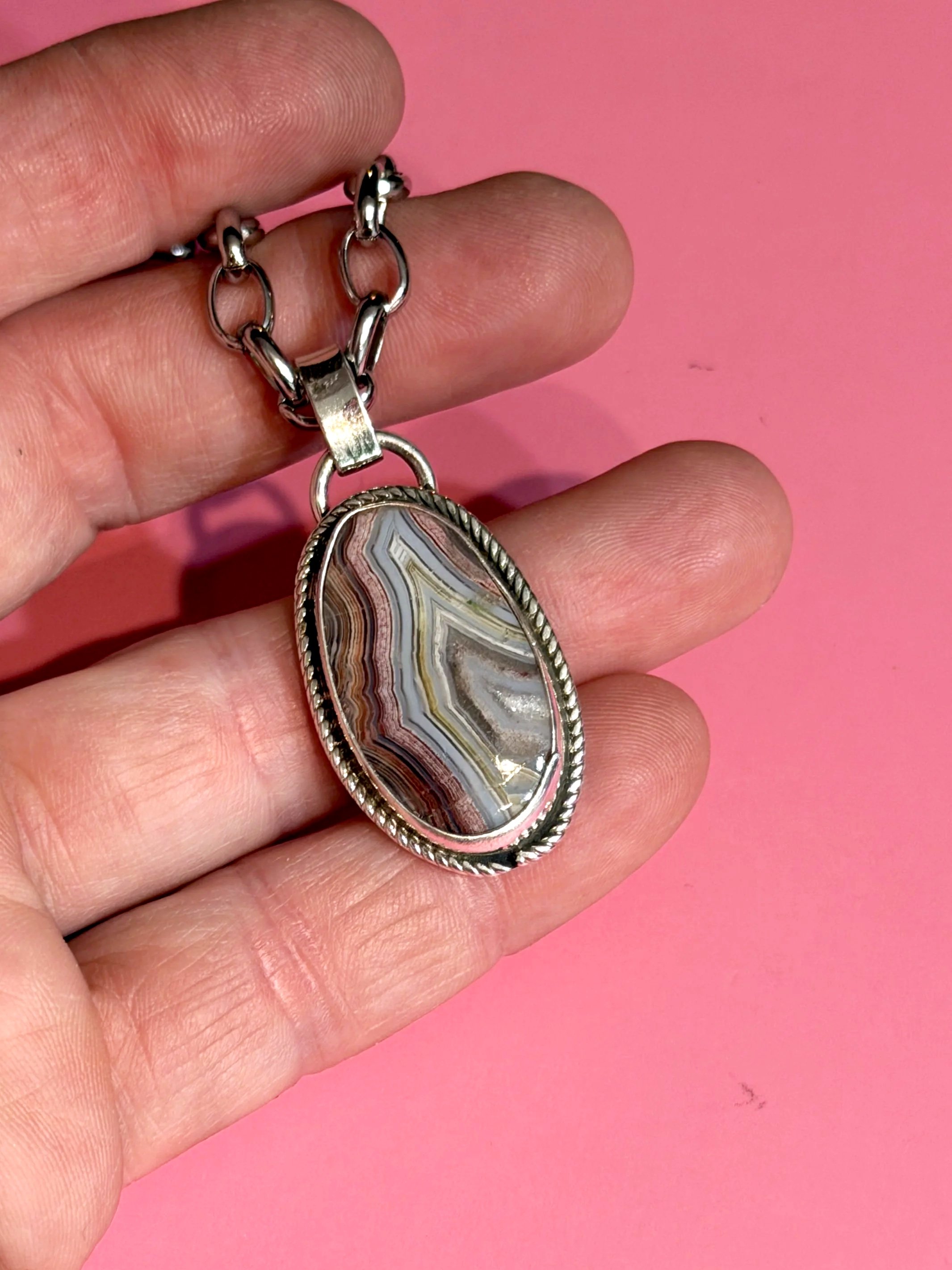 CRAZY, crazy lace agate pendant necklace