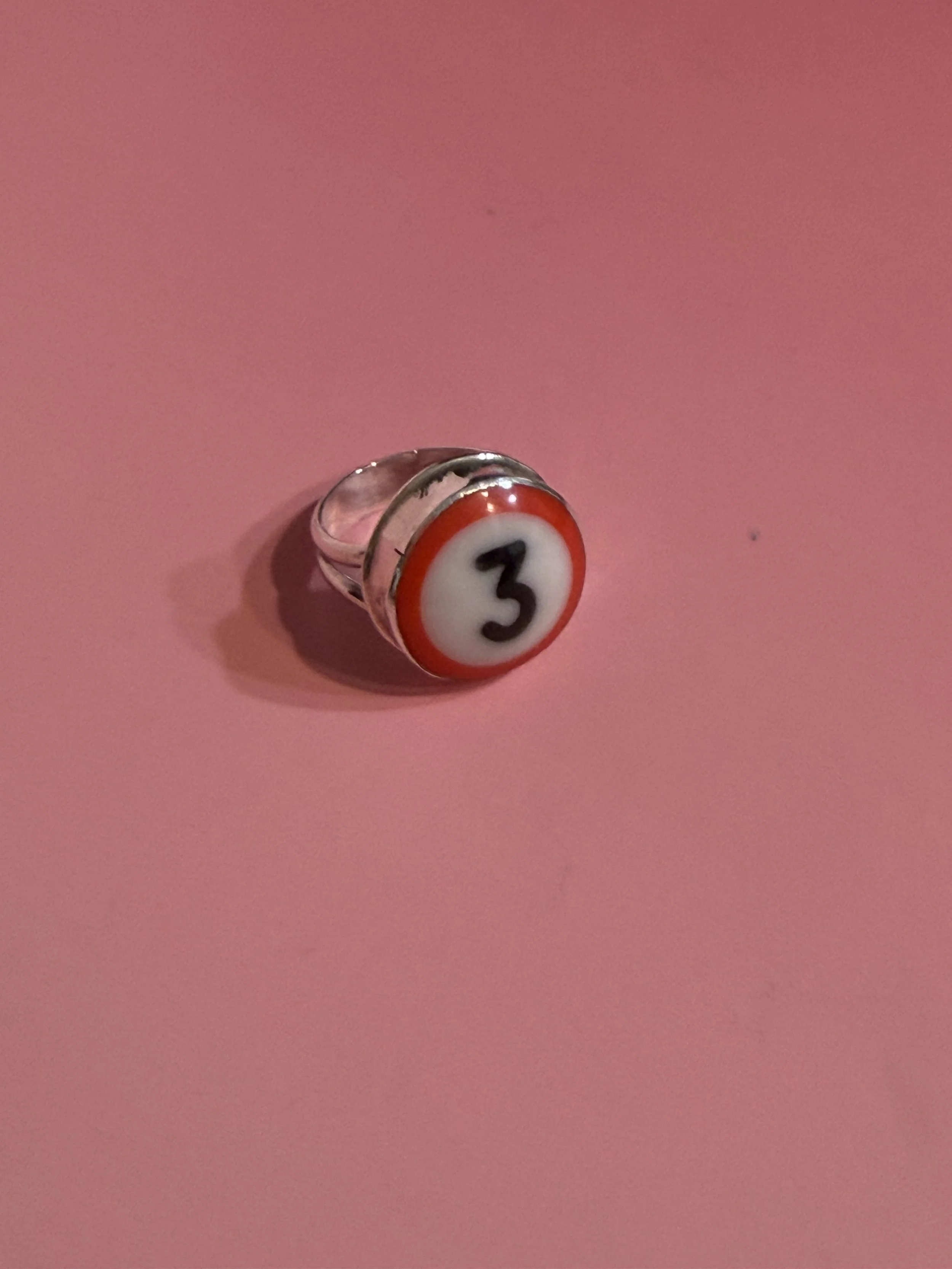 ROUND MINI RED 3 BILLIARD BALL RING - SIZE 8.5