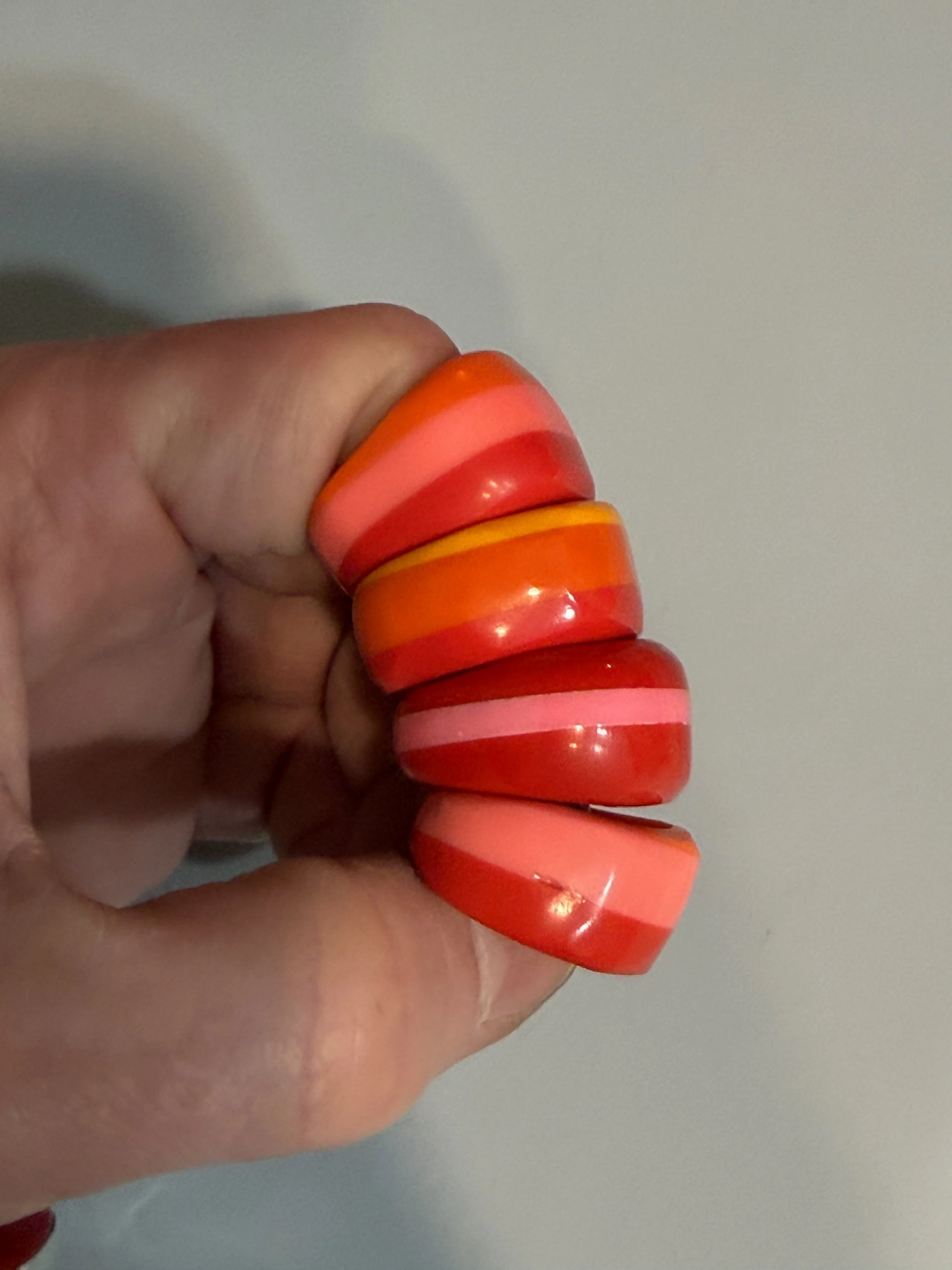 PINK AND RED VINTAGE BILLIARD SCRAP 'PRISON-STYLE' RING CHOOSE YOUR SIZE
