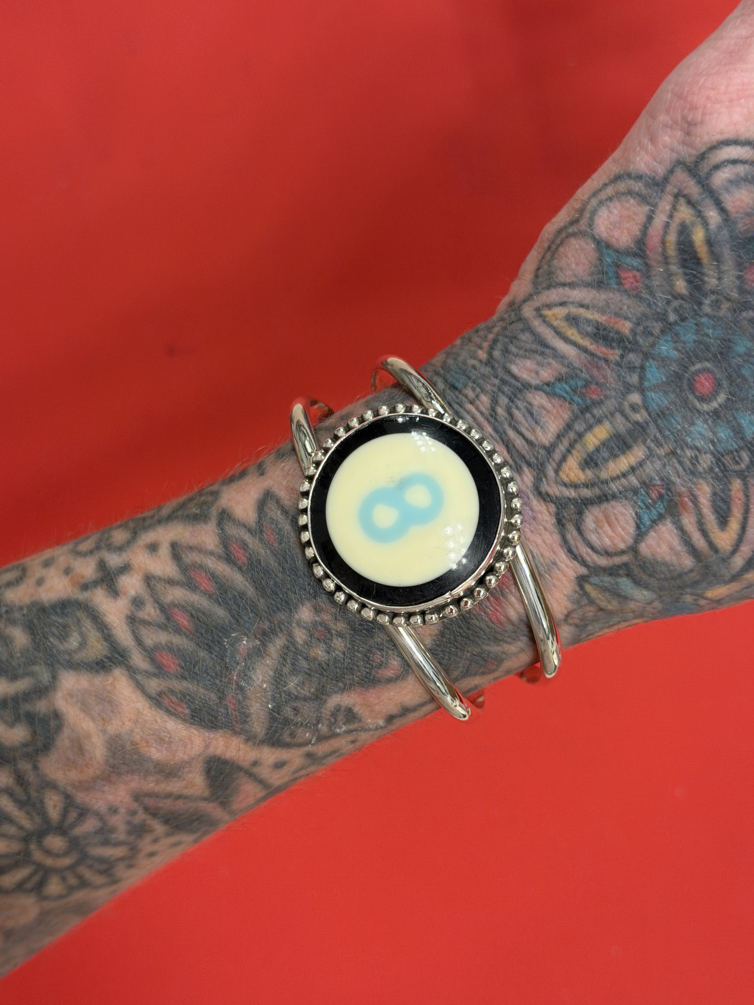 BLACK WITH SKY BLUE 8 BILLIARD BALL CUFF