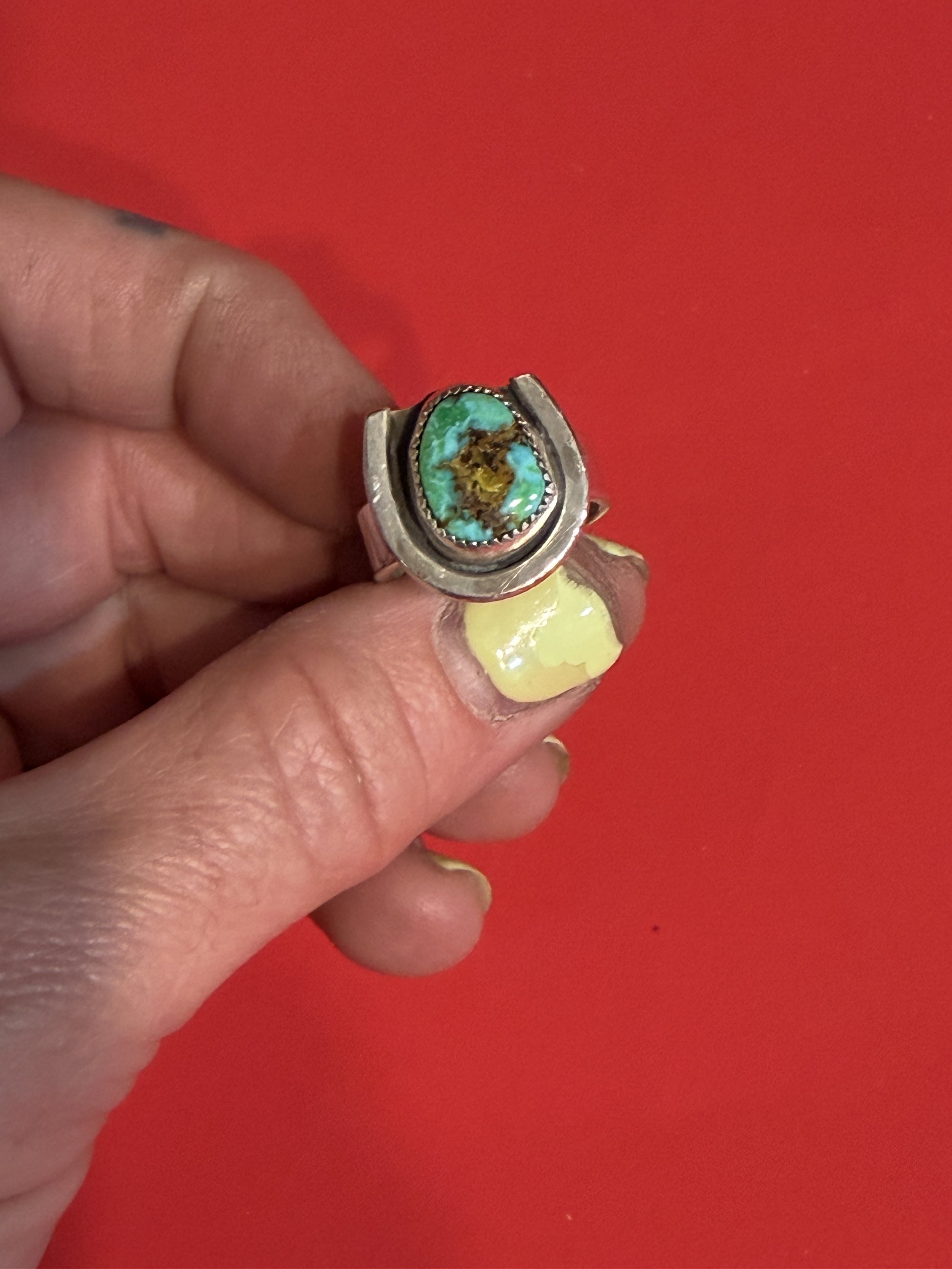 Turquoise Horseshoe signet ring size 8