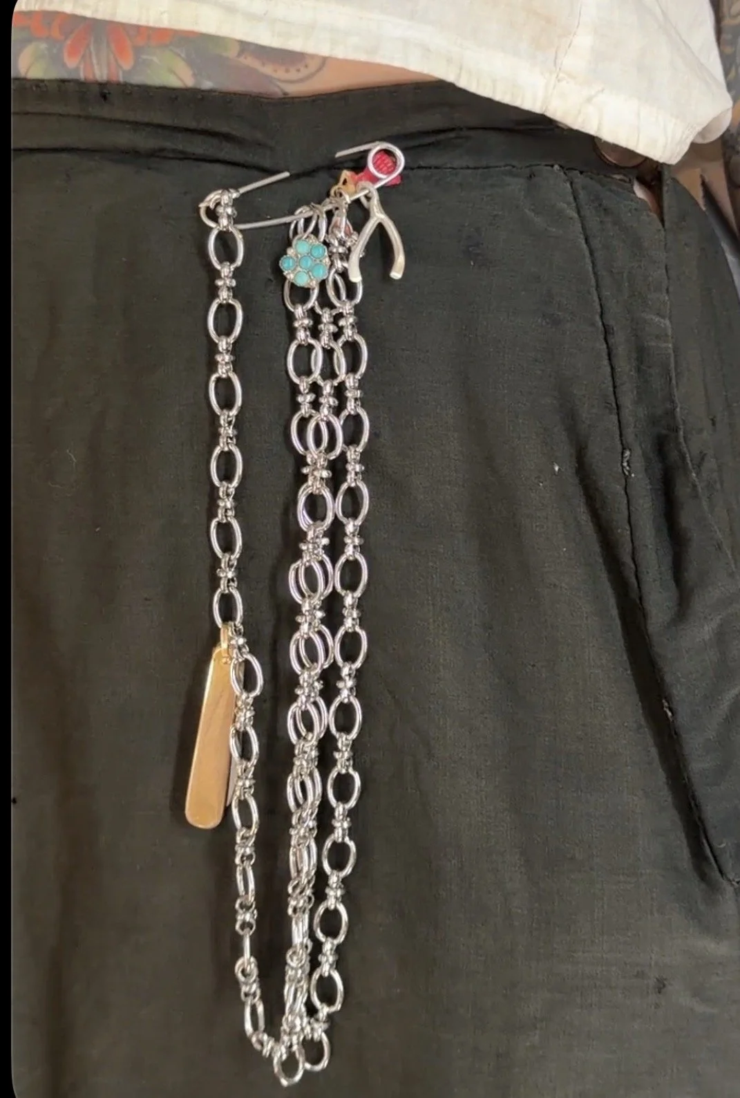 CHATELAIN CHAIN- PIN WITH VINTAGE CHARMS