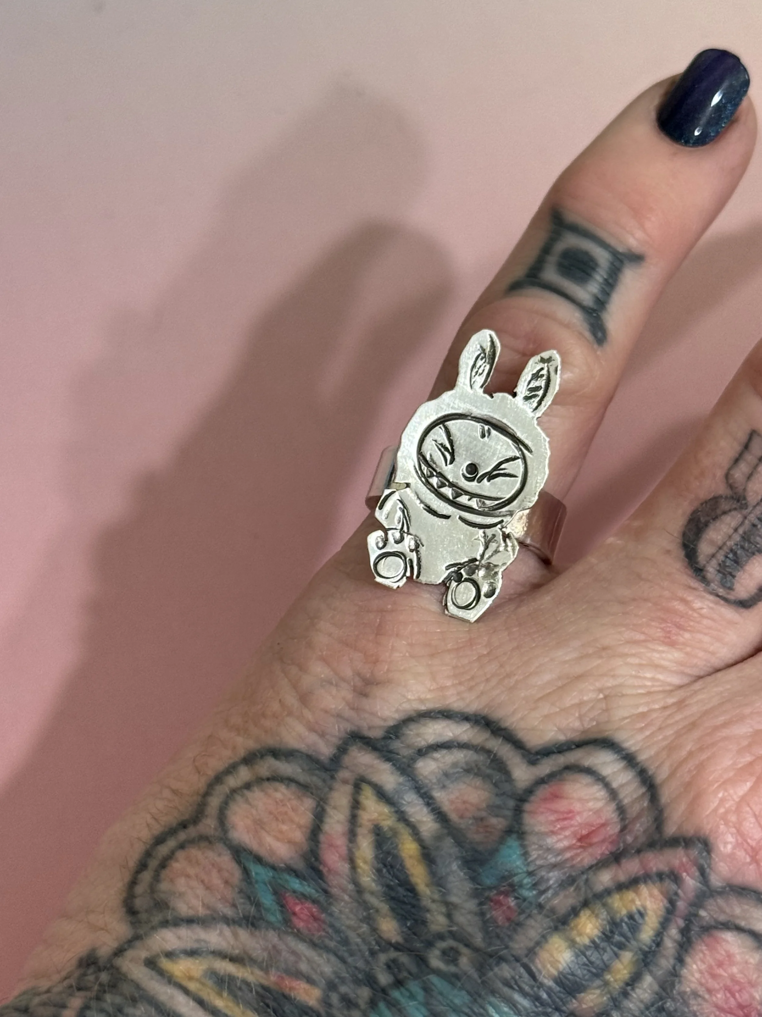 STERLING SILVER LABUBU RING - SIZE 7