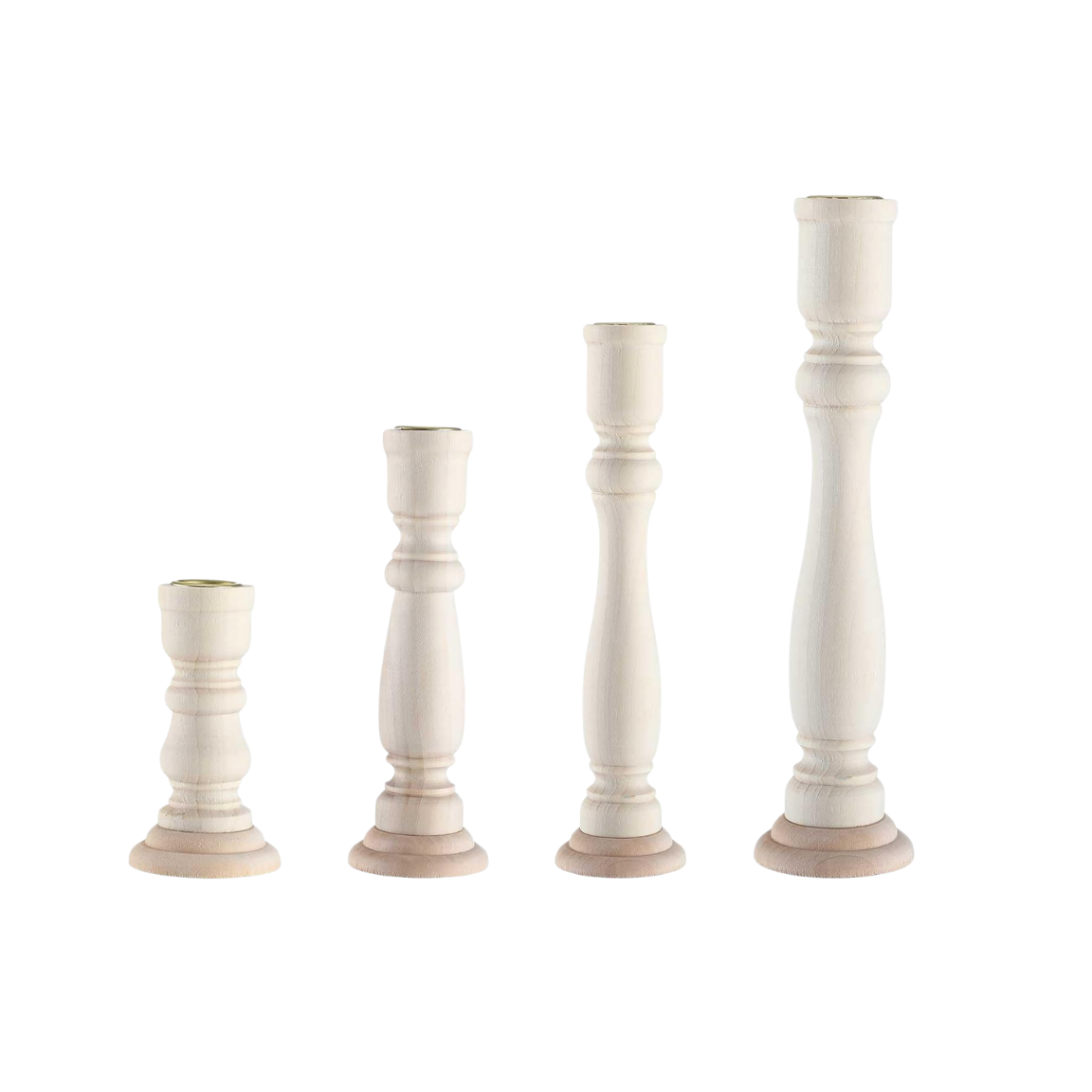 Unfinished Wood Farmhouse Taper Candle Holders