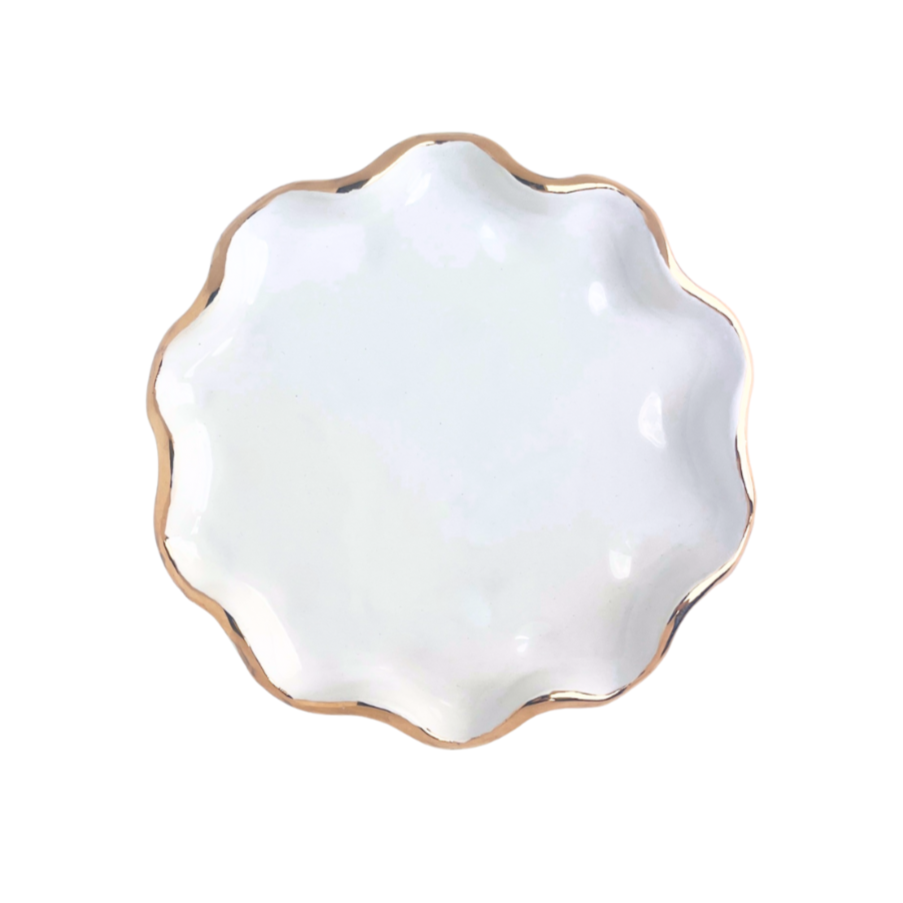The Venice: Ivory + Gold Ruffle Salad Plate