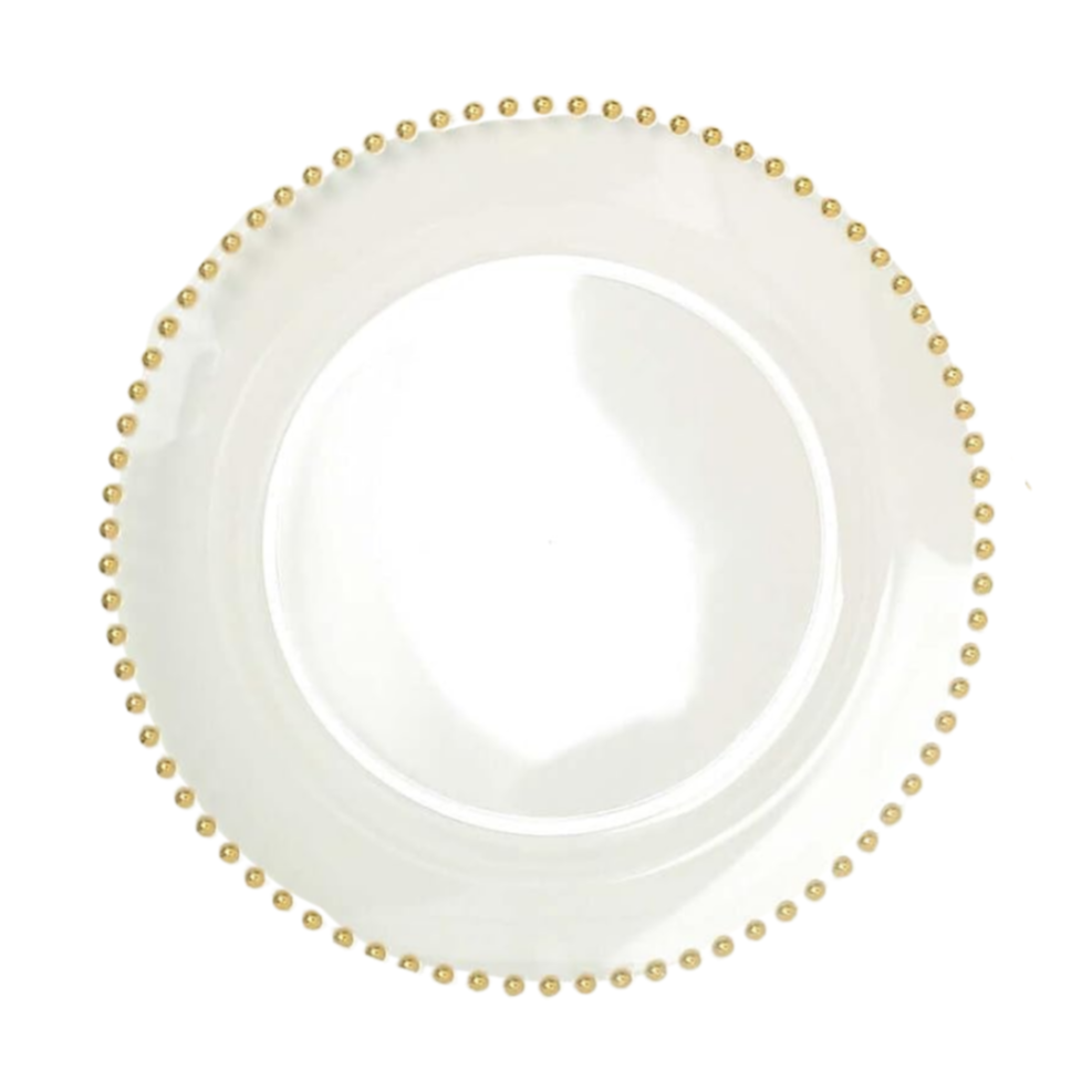 Clear Acrylic Gold Beaded Chargers