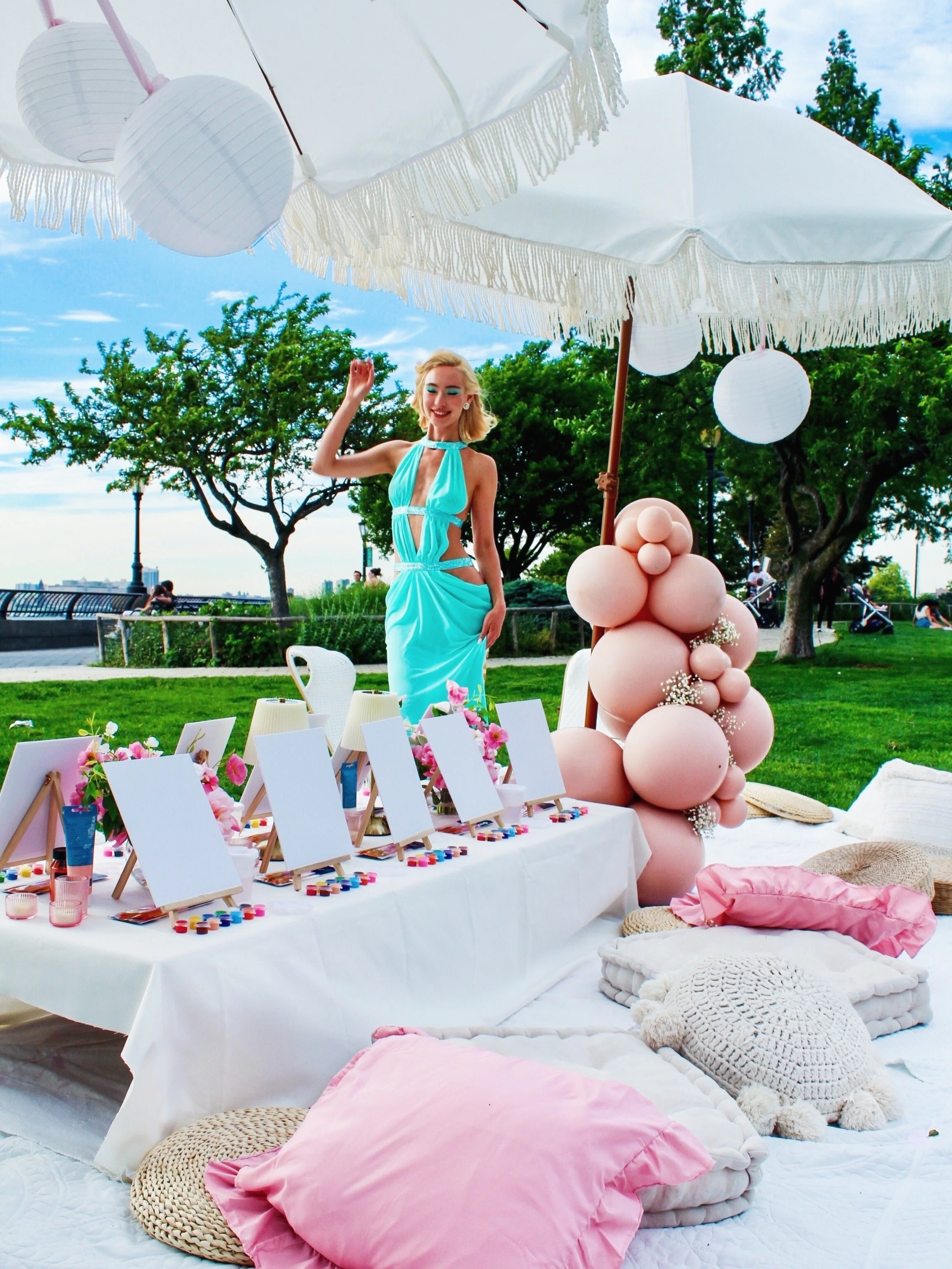 NYC Rockefeller Park Sweet 26 Paint Picnic | Pampas Picnics