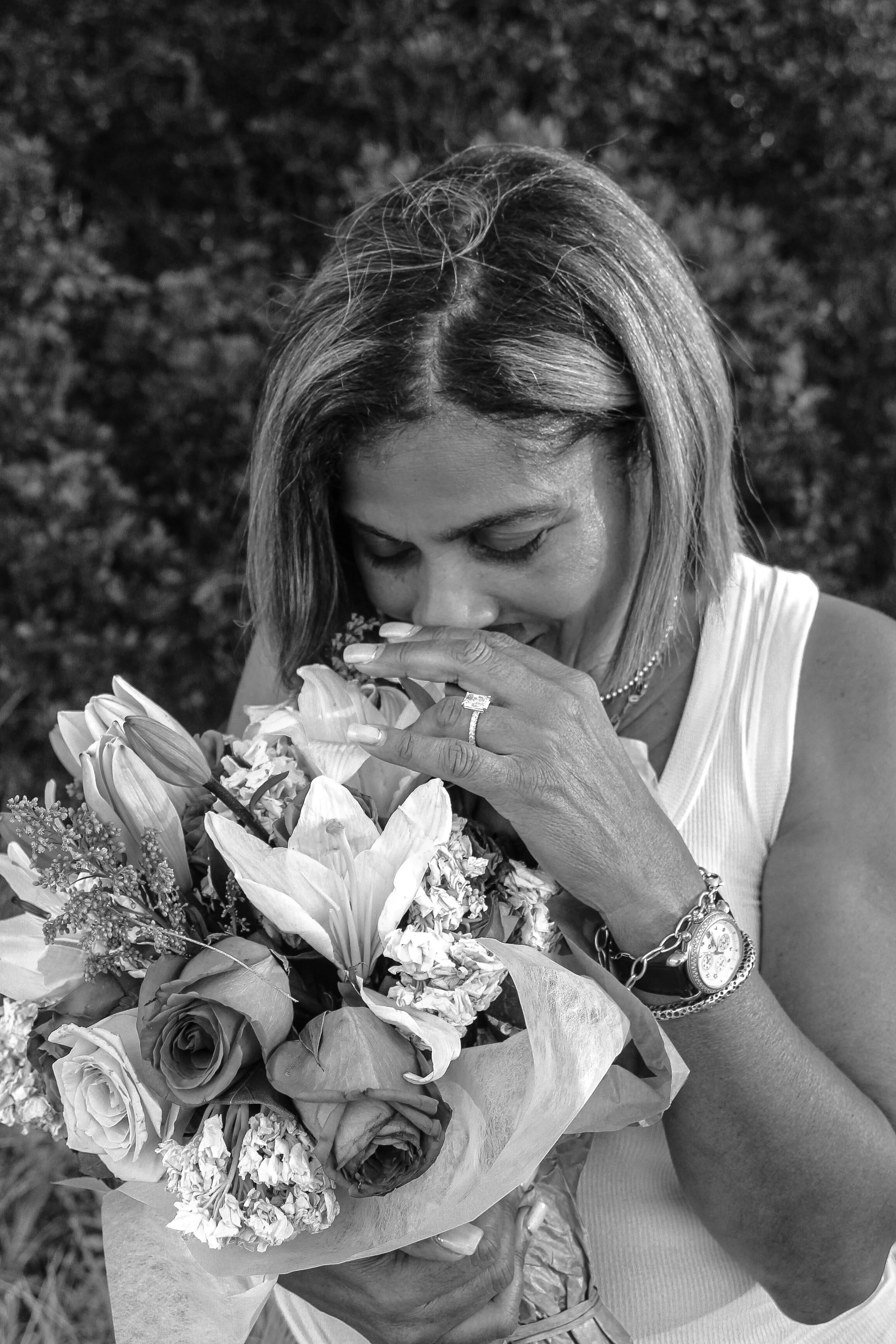 Pampas Picnics | Engagement Proposal hydrangea bouquet created for Deborah’s romantic Sag Harbor beach proposal