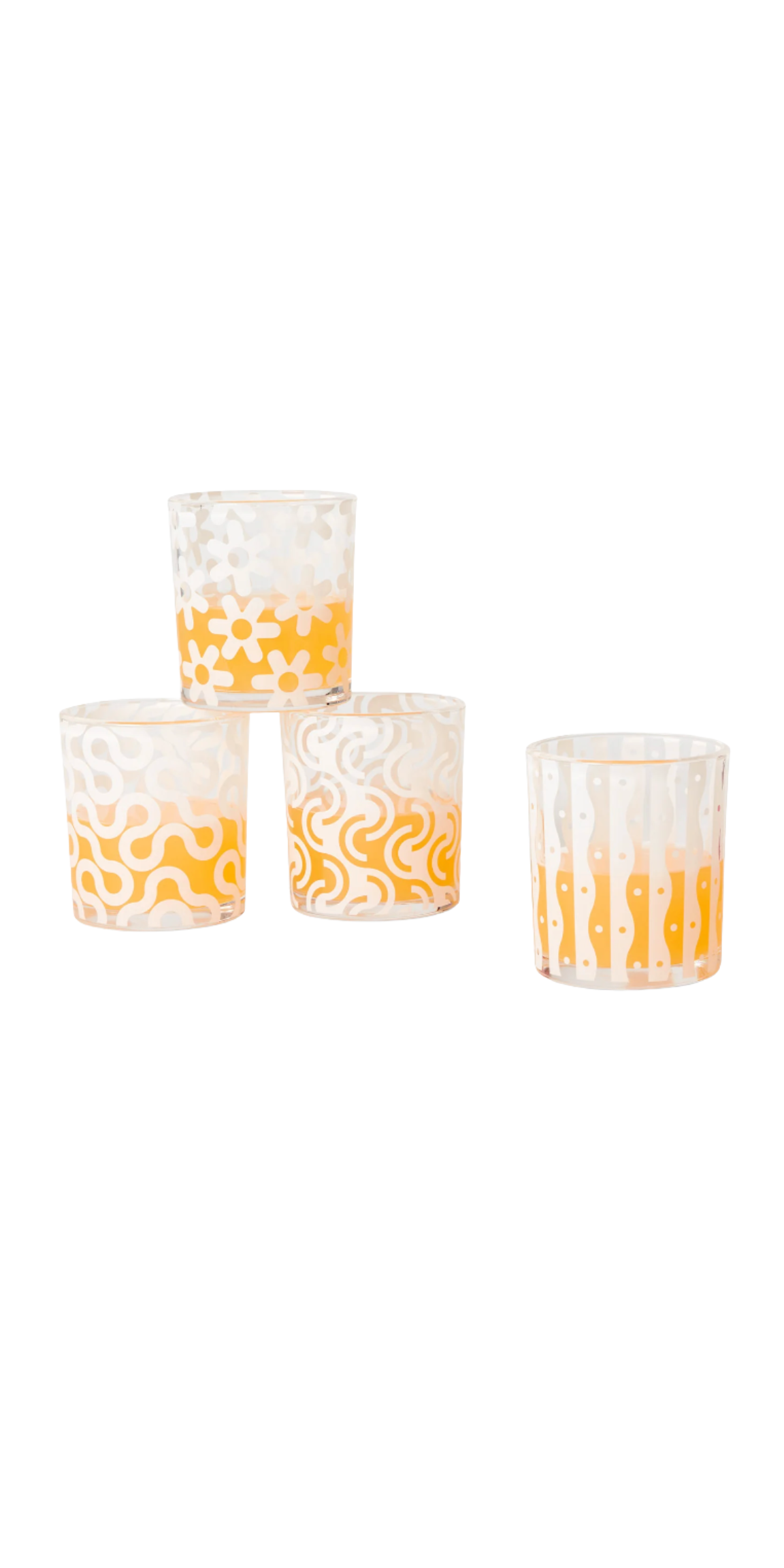 Dusen White Floral Pattern Glasses