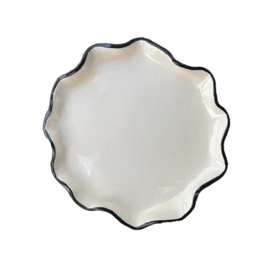 The Tuscany: Ivory + Black Ruffle Salad Plate