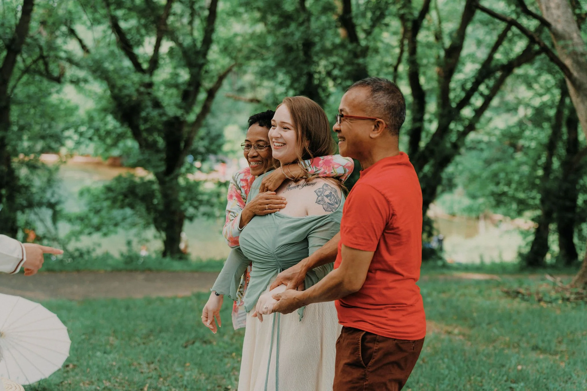 Family congratulating a newly engaged couple in Boyds Maryland