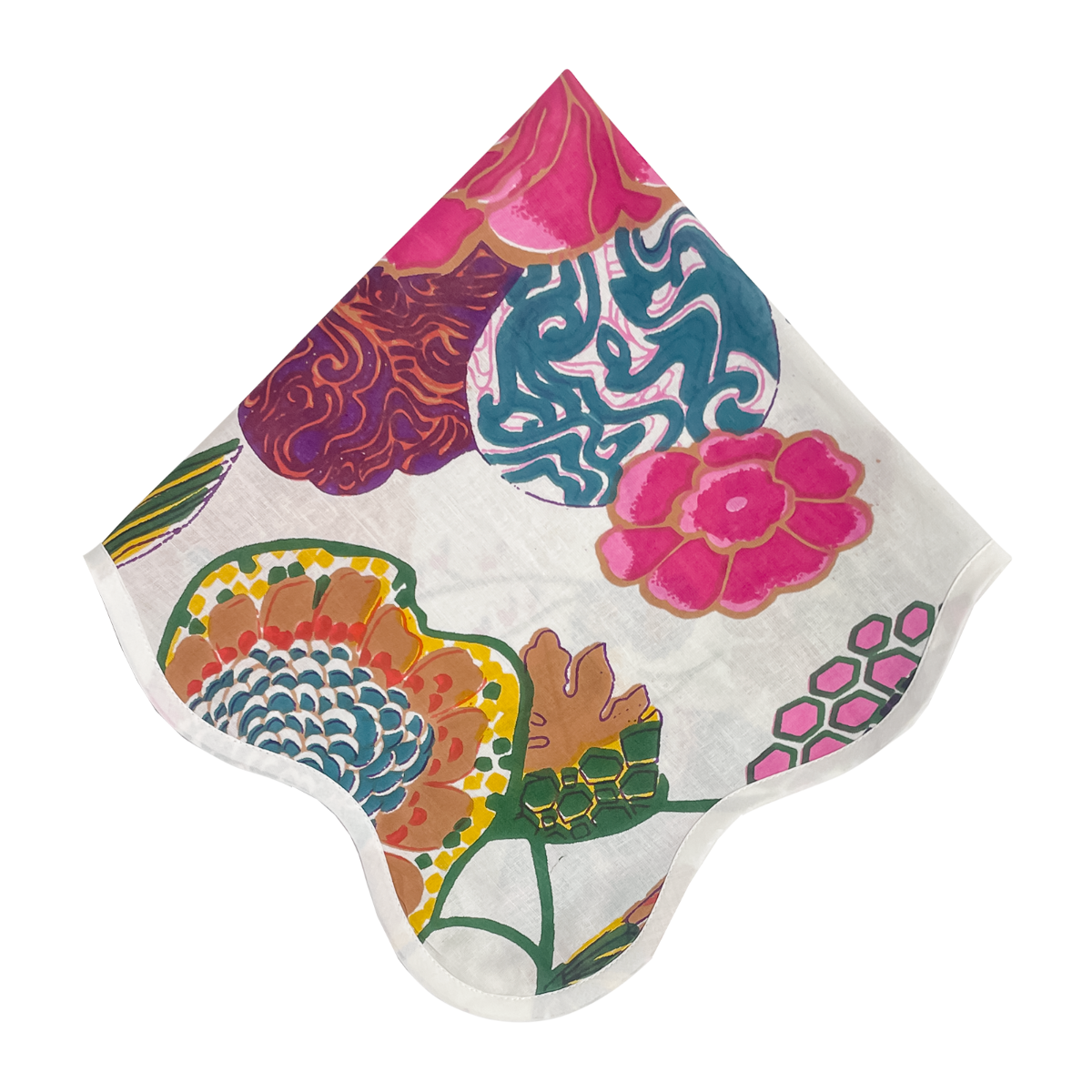 The Thursday: White + Pink Floral Scalloped Napkin