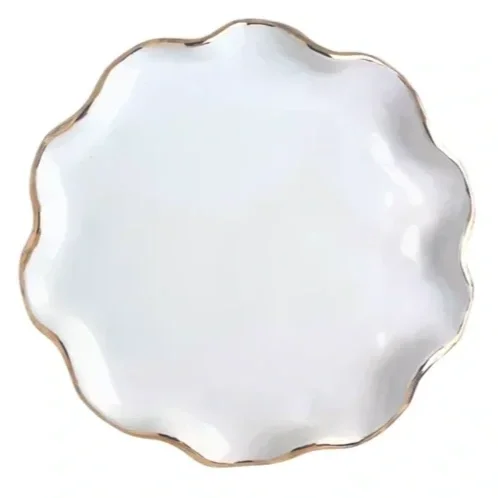 The Venice: Ivory + Gold Ruffle Dinner Plate