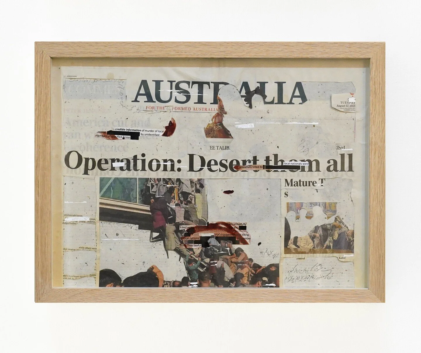 BLOODING series(1/10), 2022, pencil, artist&rsquo;s own blood, found images on found newspapers.
مجموعه &quot;خون&zwnj;ریزی&quot;، مداد، خون، عکس، روی روزنامه

Currently showing at @blacktownarts as part of the &quot;20 Years&quot; exhibition until 3