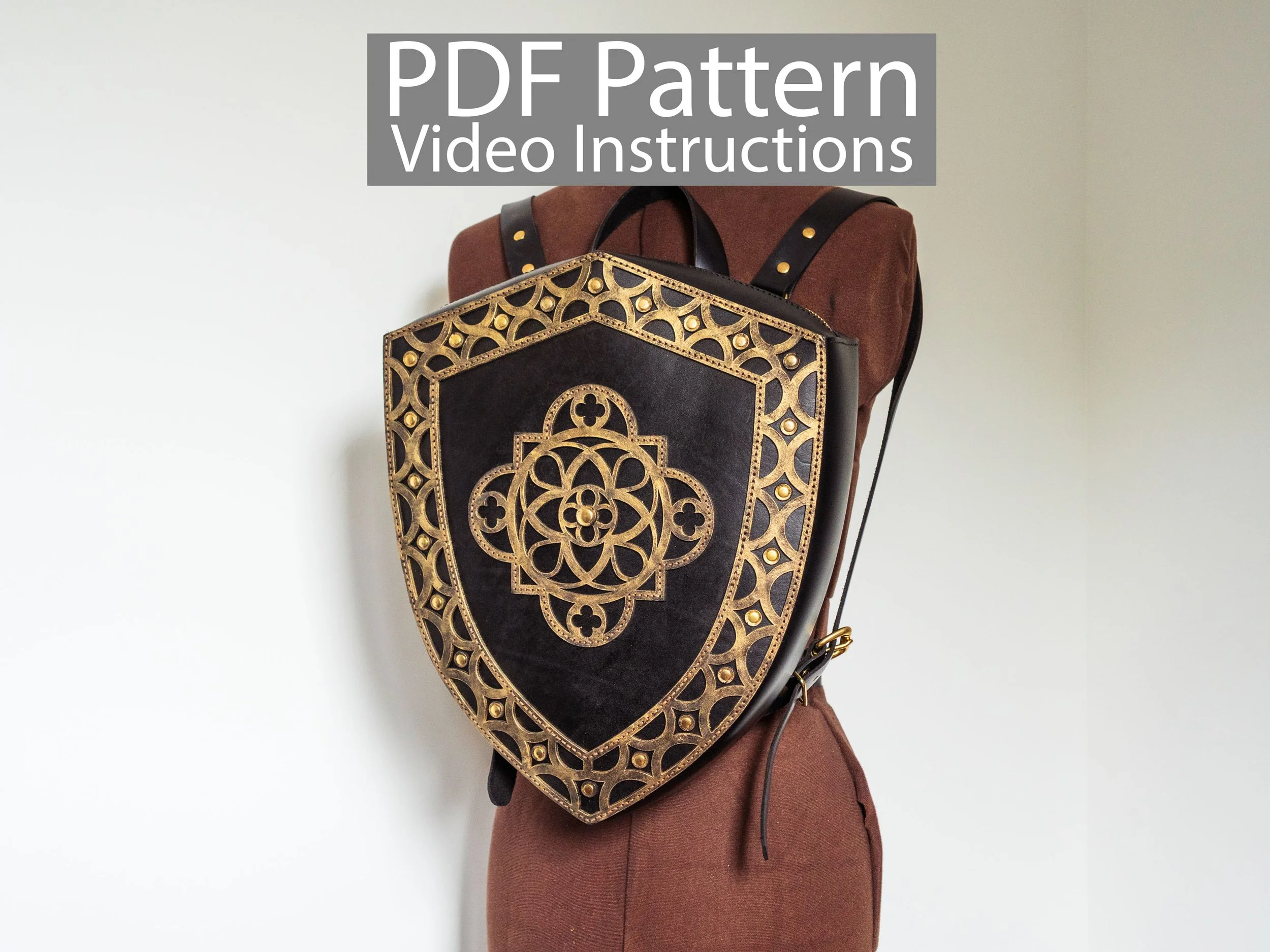 PDF Pattern Leather Shield Backpack