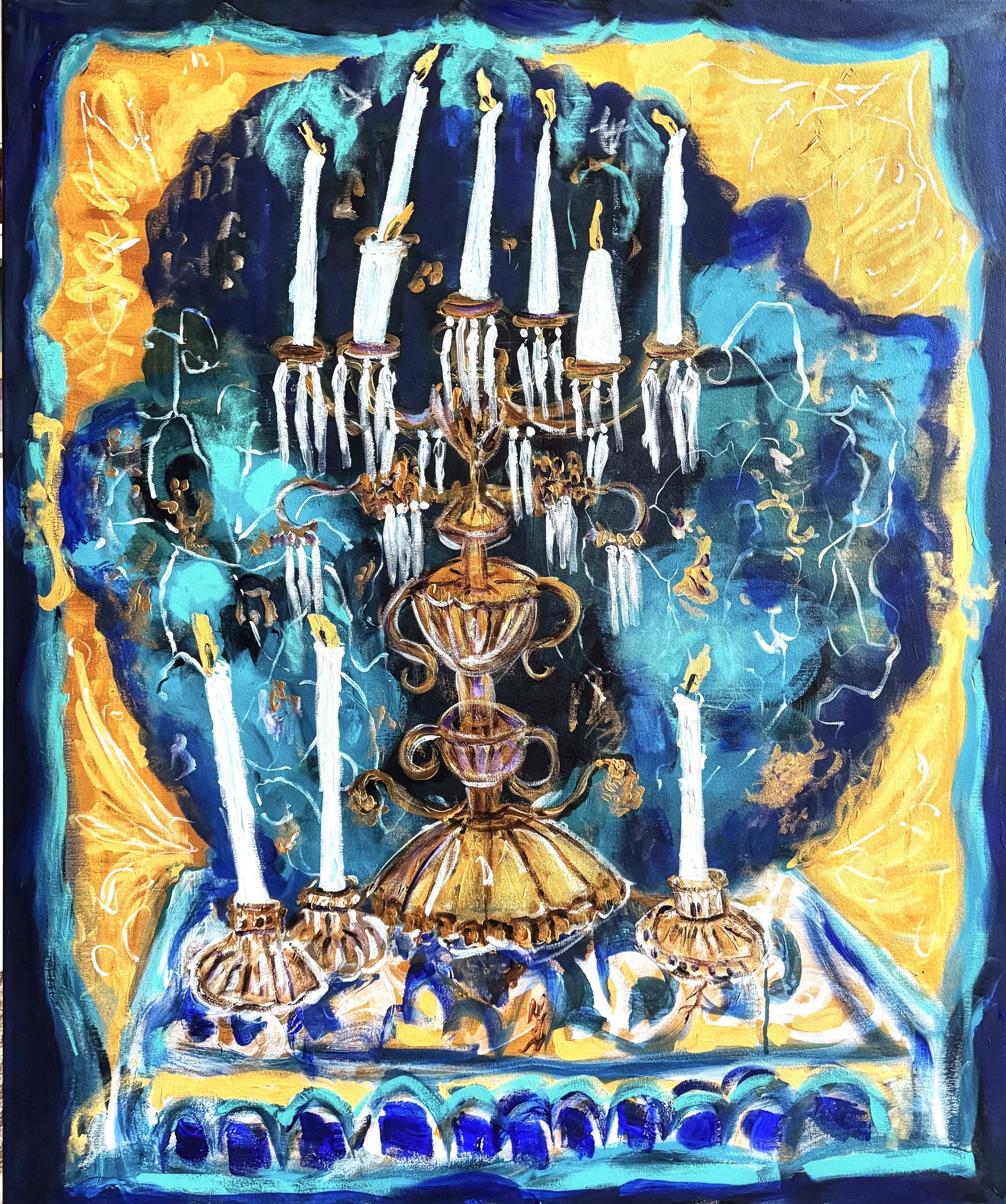 Soir Bleu. 2026. Akryyli kanvakselle. Koko 120 cm (korkeus) x 100 cm (leveys) x 4 cm (syvyys). Sivut maalattu.
1400 € sis.alv
 