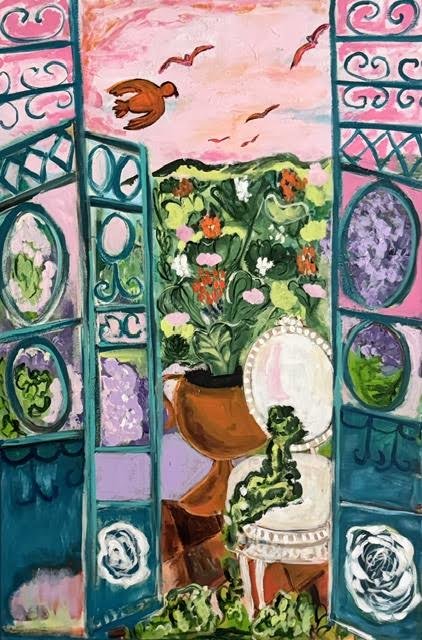 La Lumière de l´oreangerie. 2026. Akryyli kanvakselle. Koko 150 cm (korkeus) x 100 cm (leveys) x 4 cm (syvyys). Sivut maalattu.
1700 € sis.alv 13,5 %